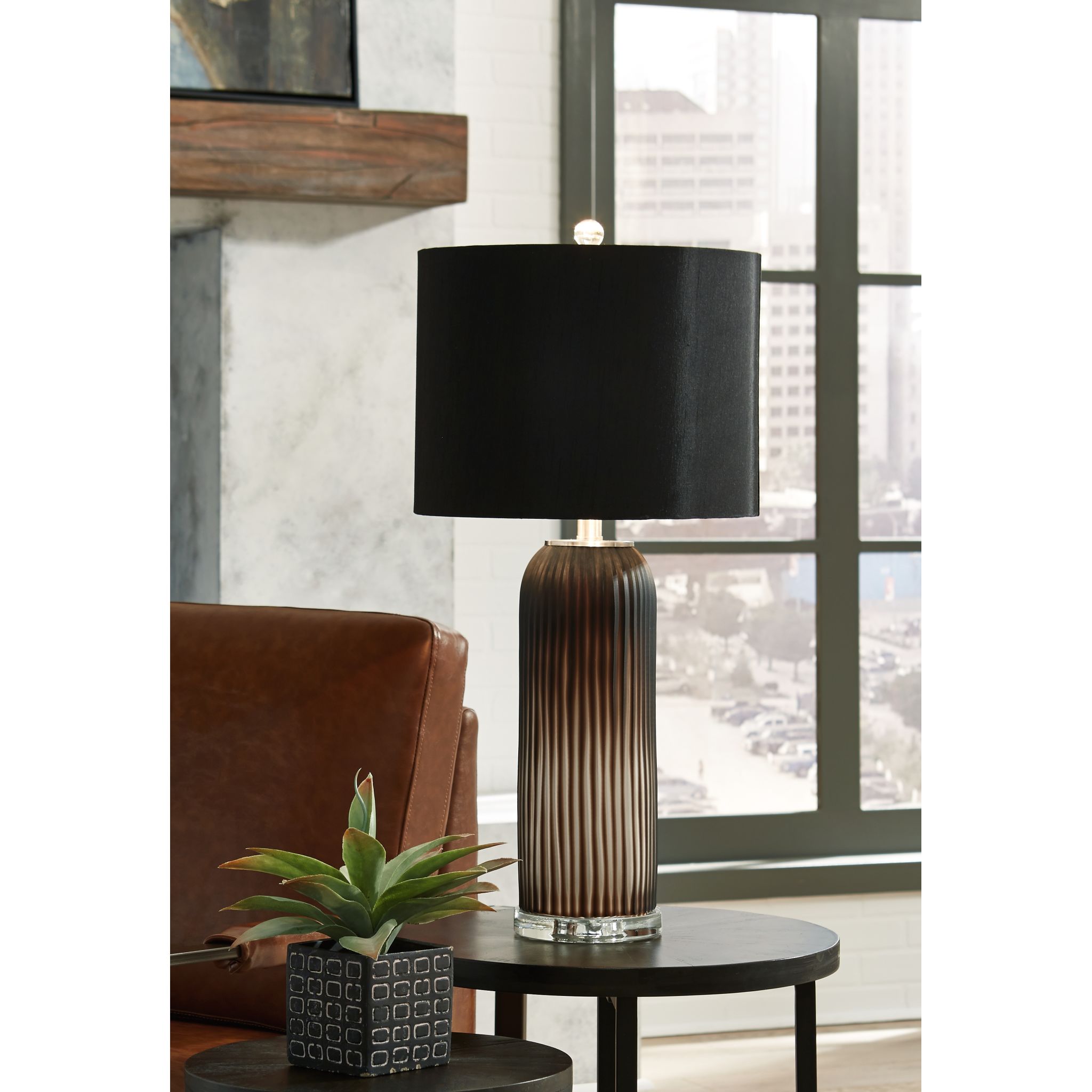 Abaness Modern Table Lamp Set of 2 - 29 Inch Height Bedside Lighting for Bedroom, Living Room & Office - Warm White LED Nightstand Lamps with Fabric Shade
