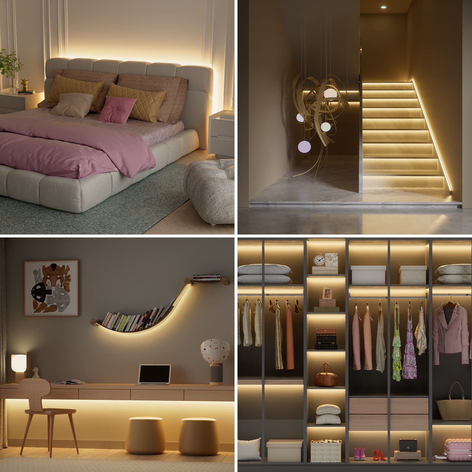 PAUTIX COB LED Strip Light 3780 LEDs - 8000 Lumen Super Bright 3000K Warm White - 24ft/7.5m Dimmable 24V LED Tape Light with 3M Adhesive & RF Remote (Timer Function) - 48W Power Adapter - Perfect for Bedroom, Kitchen, Home DIY Lighting Projects