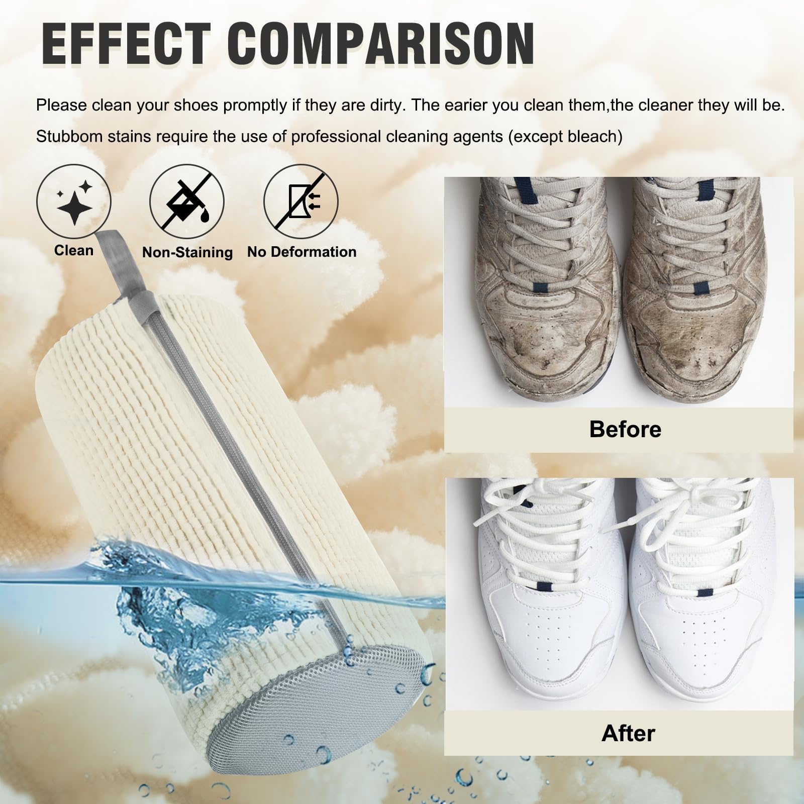 1Pcs Shoe Washing Machine Bag - Reusable Laundry Shoe Bag for Washer & Dryer, Protective Sneaker Cleaning Bag with Free Travel Shoe Pouch | Perfect for Gym Shoes, Running Sneakers & Delicate Footwear Care