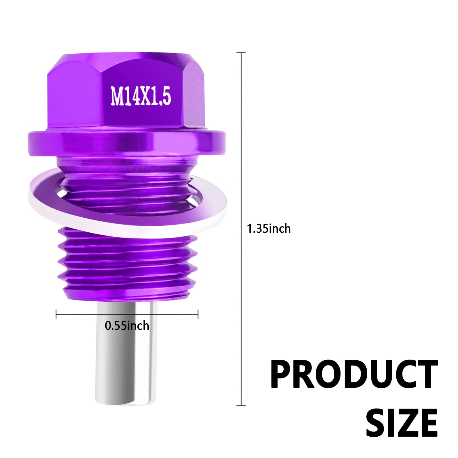 M14 x1.5 Magnetic Oil Drain Plug Kit with Gaskets - Compatible with Honda Civic, Accord, Clarity, City & Acura CL, CSX - Purple Engine Oil Drain Plug Accessory for Improved Engine Protection & Maintenance