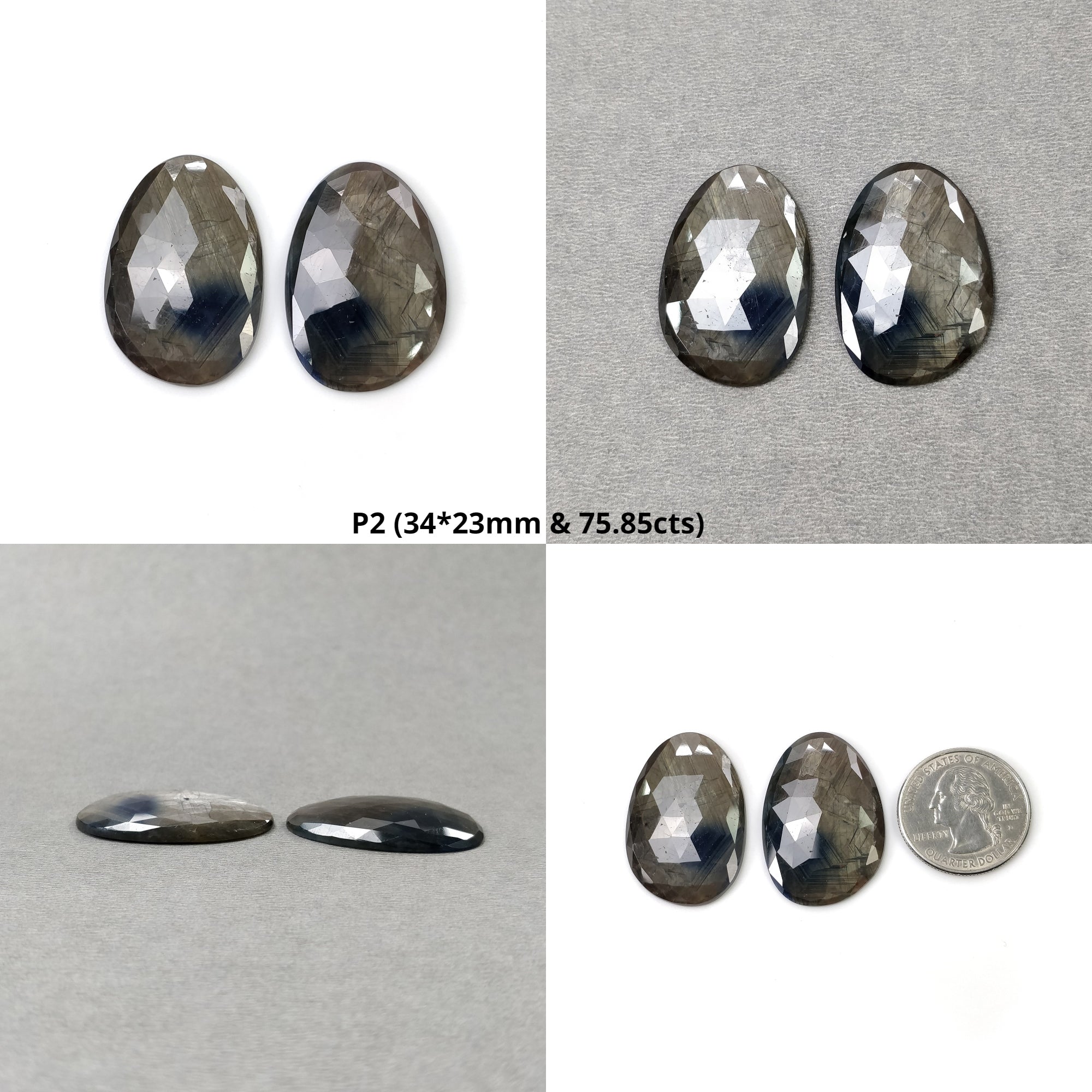 Natural Untreated Unheated Golden Brown Chocolate Blue Sheen Sapphire Gemstone - Rose Cut Egg Shape Pair for Jewelry Making, Engagement Rings & Unique Gifts