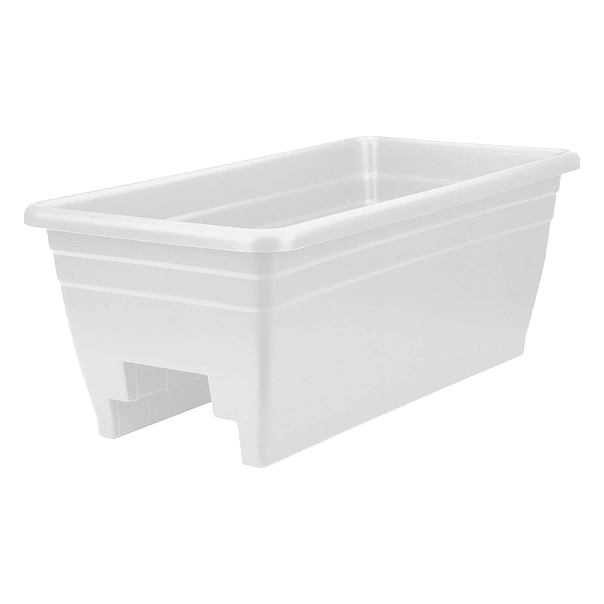 The HC Companies 24 Inch Heavy Duty Plastic Deck Rail Planter Box with Drainage Holes - White (5 Pack) - Perfect for Balcony, Patio, and Garden Flower Planting
