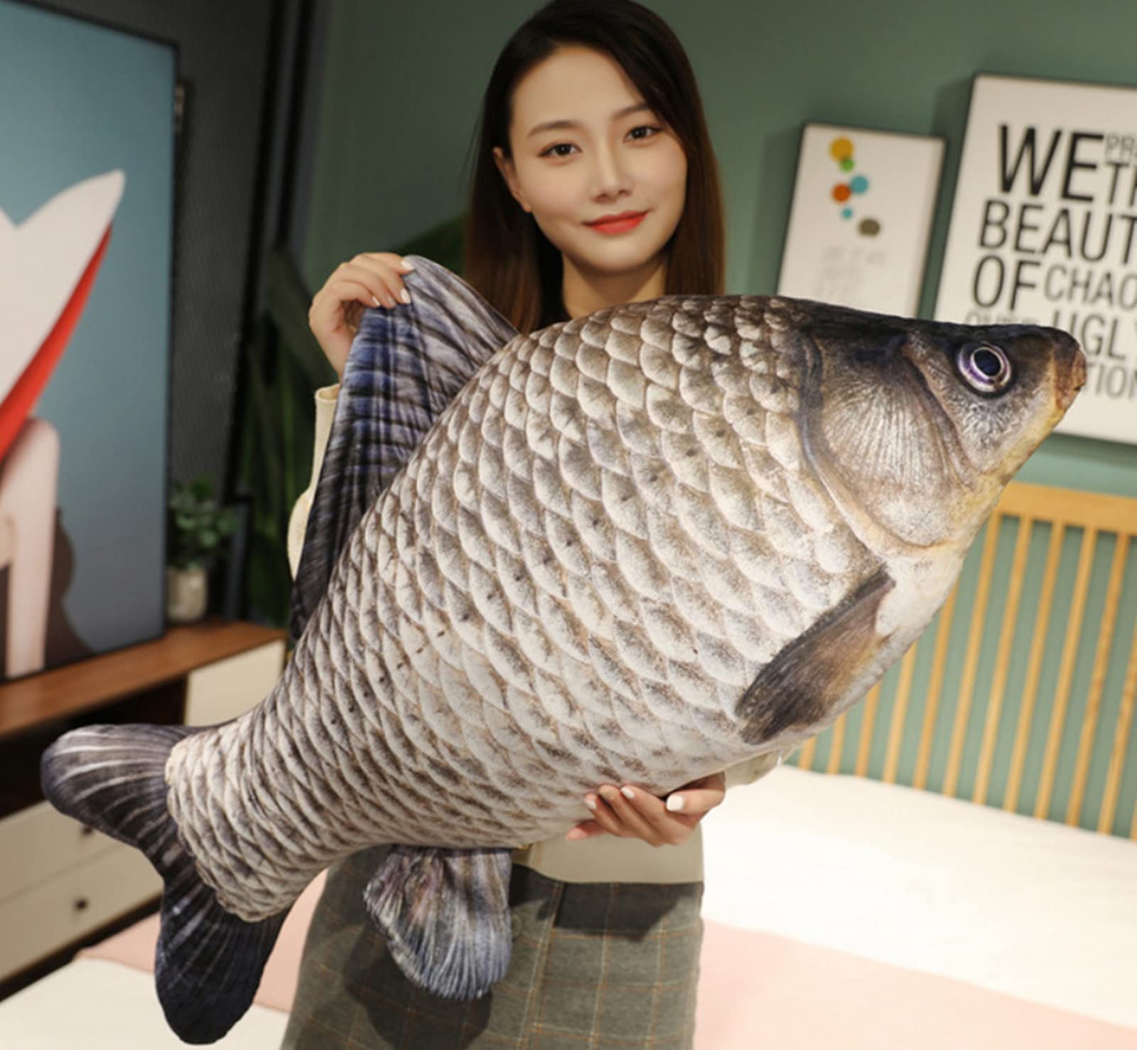 Simulation Crucian Carp Plush Toy - 31.5 Inch Fish Shaped Stuffed Animal Pillow for Home Decor, Gifts & Cuddling | Perfect for Kids' Rooms, Sofa Decor & Cozy Bedtime