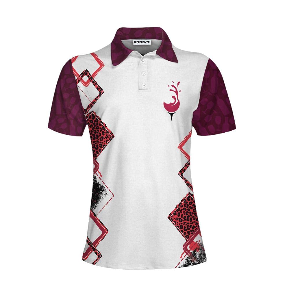 HYPERFAVOR Women's Short Sleeve Golf Polo Shirt - Wine Themed Breathable Performance Top for Golf & Casual Wear - Perfect for Golf Courses, Wine Tastings & Outdoor Activities