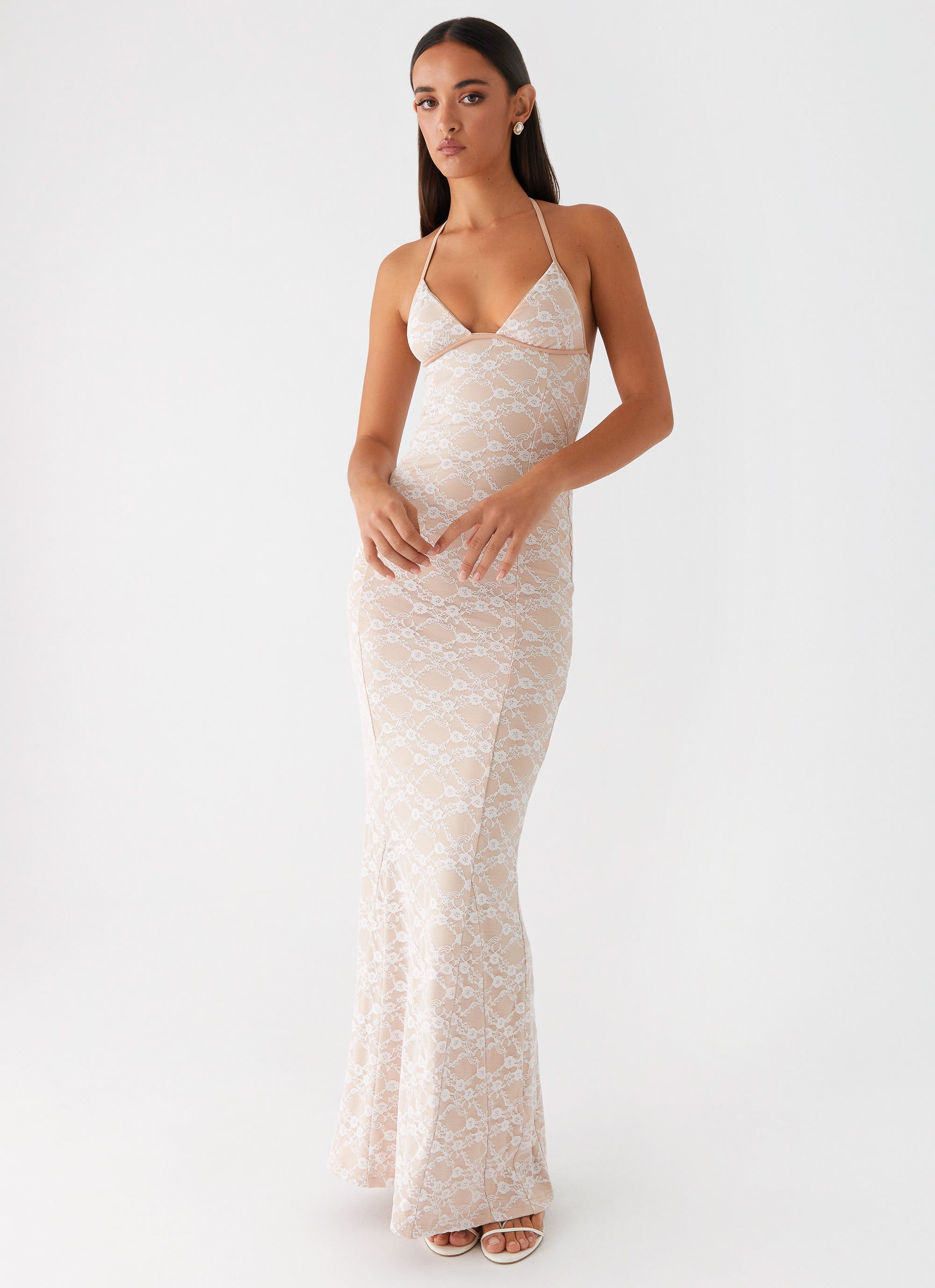 Jolina Lace Maxi Dress - Elegant White Long Flowy Dress for Women | Perfect for Weddings, Parties & Summer Vacations