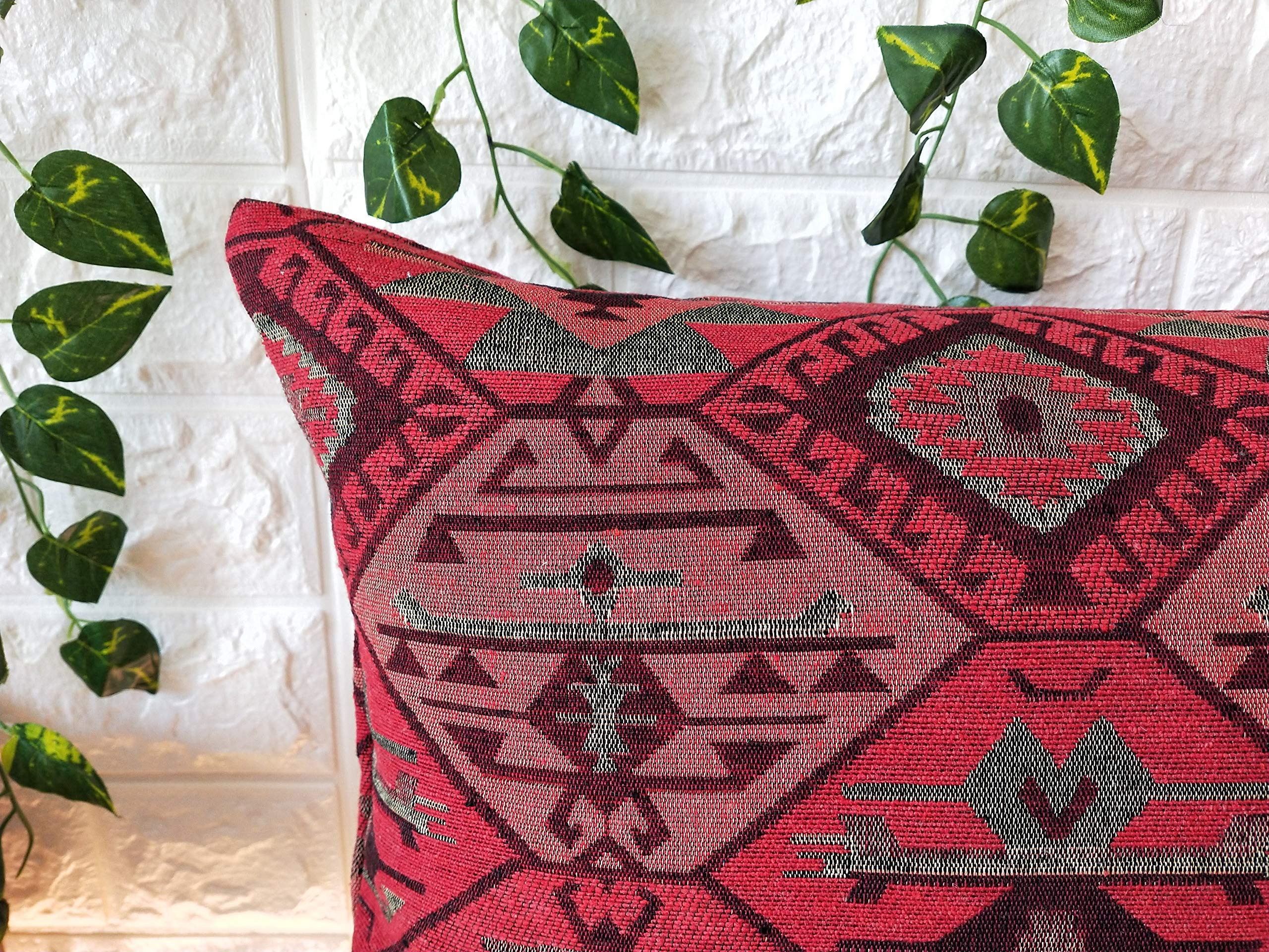 Turkish Kilim Boho Lumbar Pillow Cover 12x20 - Handmade Rustic Cushion Case for Sofa, Bed & Ottoman Decor - Outdoor Wool Throw Pillow for Living Room, Patio & Boho Home Decor