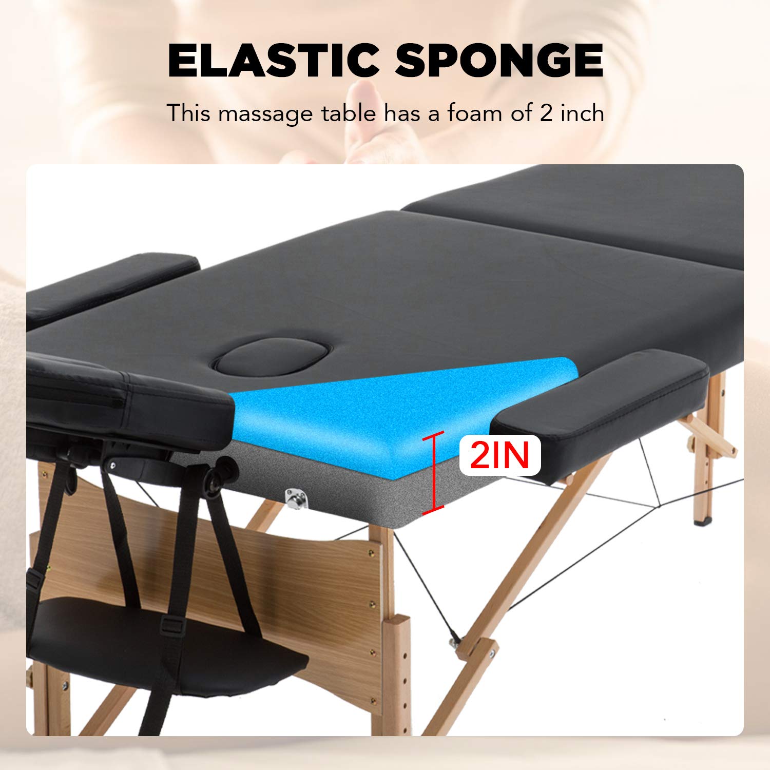 **OffiClever Portable Massage Table - Adjustable Height 73