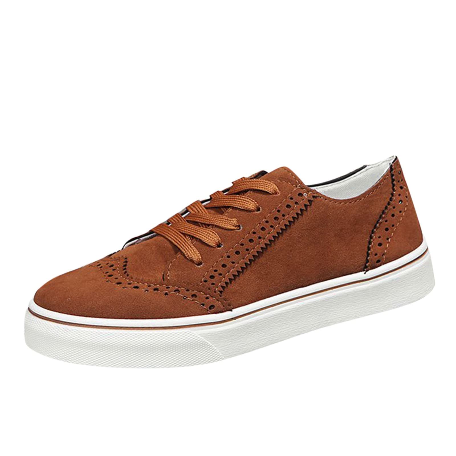 Women's Comfortable Round Toe Lace-Up Casual Shoes - Spring Summer Fashion Large Size Low Heel Sneakers for Walking, Work & Everyday Wear