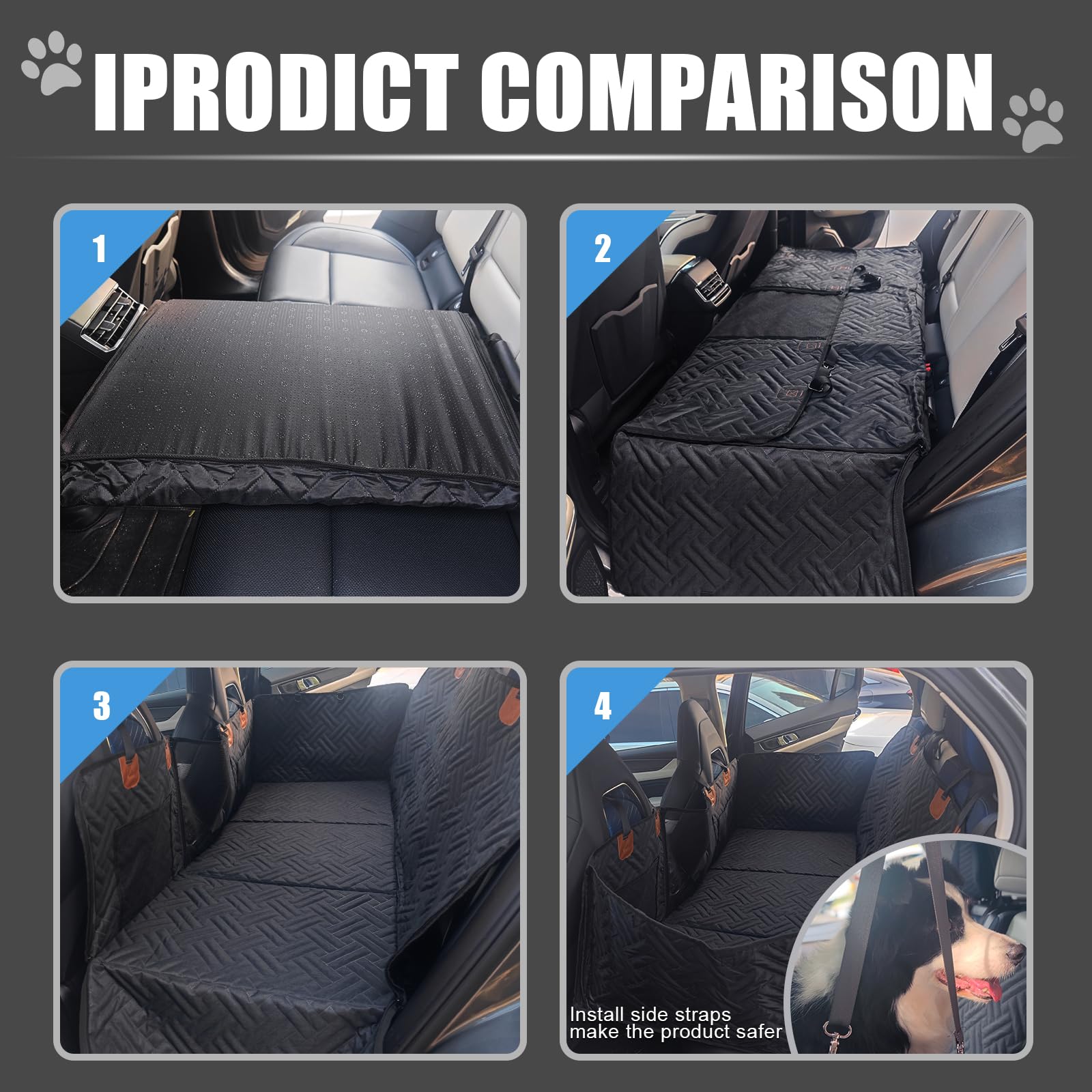 **Waterproof Dog Car Seat Cover with Hard Bottom & Mesh Window - Back Seat Extender for Dogs, Pet Hammock for Cars, Trucks & SUVs - Protects Seats & Keeps Pets Safe During Travel**    *(Perfect for Road Trips, Daily Commutes & Outdoor Adventures with Your Pet!)*