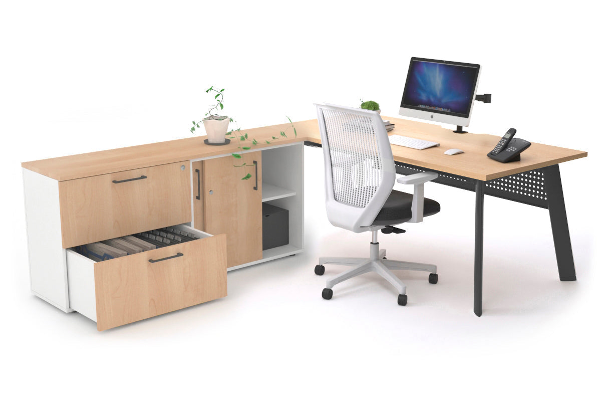 Switch Executive Setting With Uniform Spine Black Frame [1600L x 800W with Cable Scallop] - Premium Office Desk for Modern Workspaces