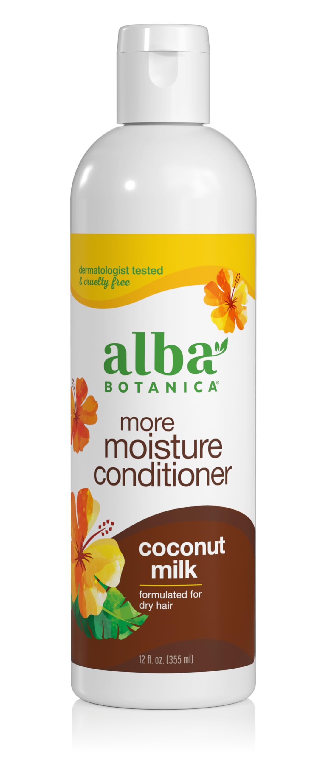 Alba Botanica More Moisture Coconut Milk Conditioner for Dry Hair - 12 Oz Hydrating Hair Treatment with Natural Ingredients - Perfect for Damaged Hair Repair & Daily Nourishment