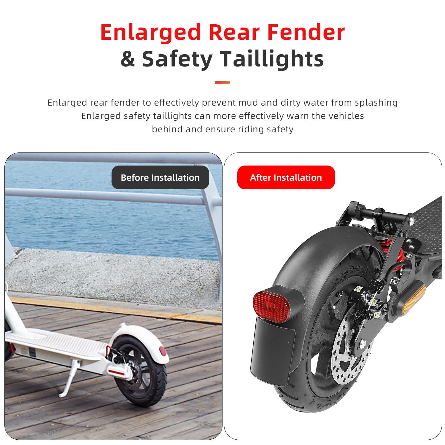 Ulip Electric Scooter Rear Suspension Kit with Shock Absorber & Fender Taillight - Compatible with Xiaomi M365 Pro/Pro2/1S/MI3/Essential/Lite Scooters - Perfect for Commuting & Urban Riding