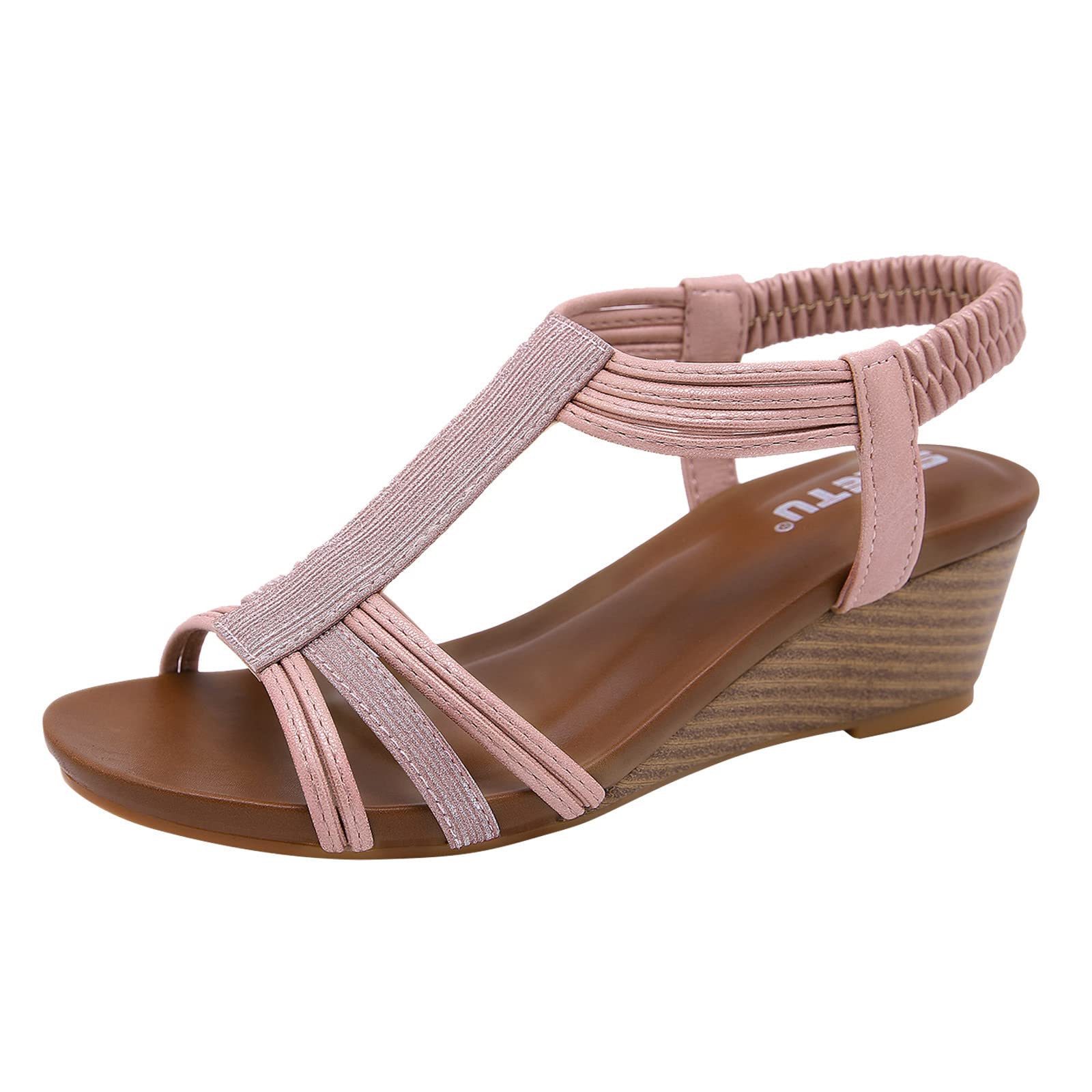 Women's Bohemian Peep Toe T-Strap Sandals - Comfortable Flat Flip Flops for Beach, Vacation & Summer Outfits - Black & Purple Casual Shoes