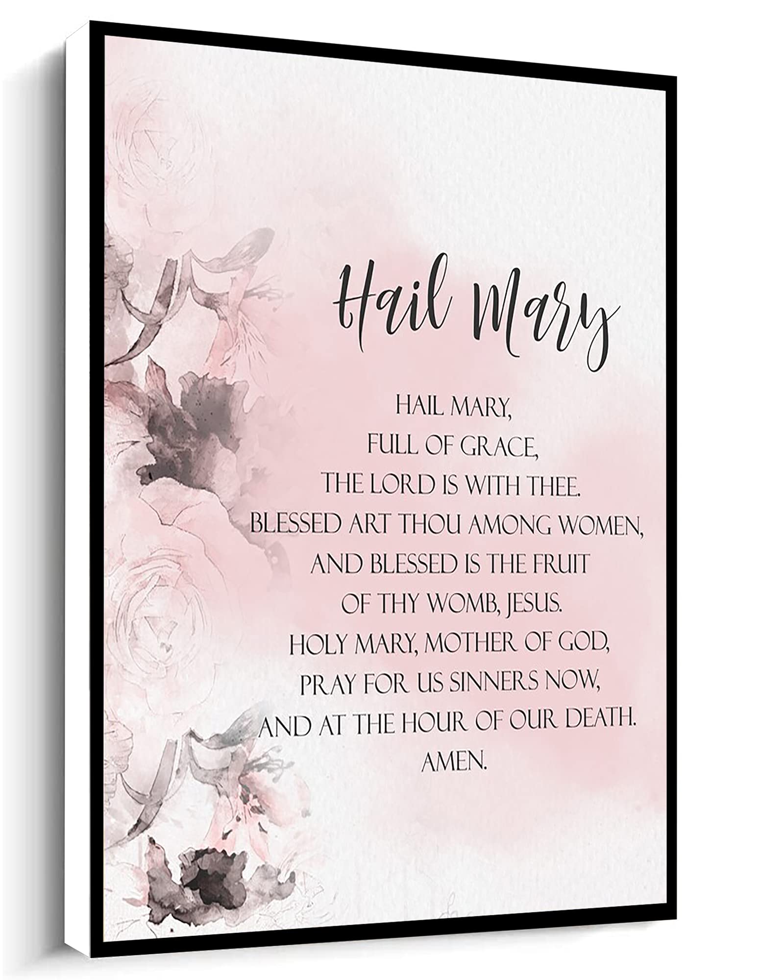 Hail Mary Prayer Canvas Wall Art - Catholic Home Decor, Modern Wood Framed Print for Living Room, Bedroom, Office & Apartment - Ready to Hang 18x12 Inch - Perfect for Religious Gifts, Church Decor & Spiritual Spaces