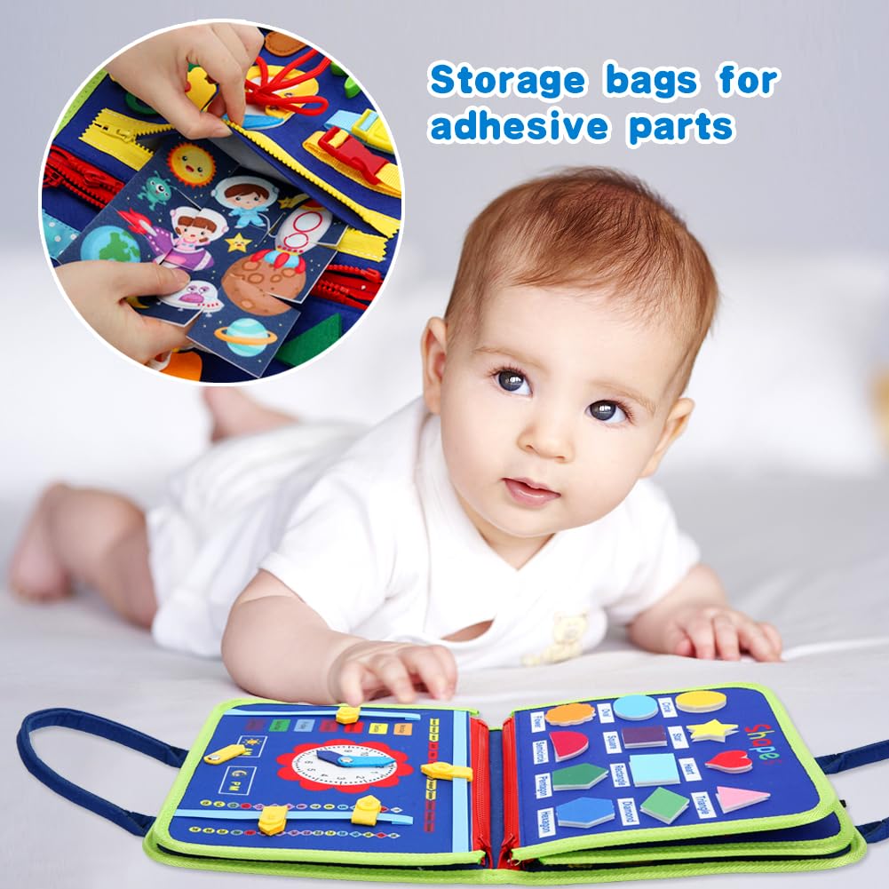 Montessori Busy Board for Toddlers 1-4 Years Old - Sensory Learning Toys for Babies 12+ Months | Airplane & Car Travel Activities, Preschool Educational Gifts for Boys & Girls | Perfect for Birthday Presents, Early Childhood Development & Long Trips