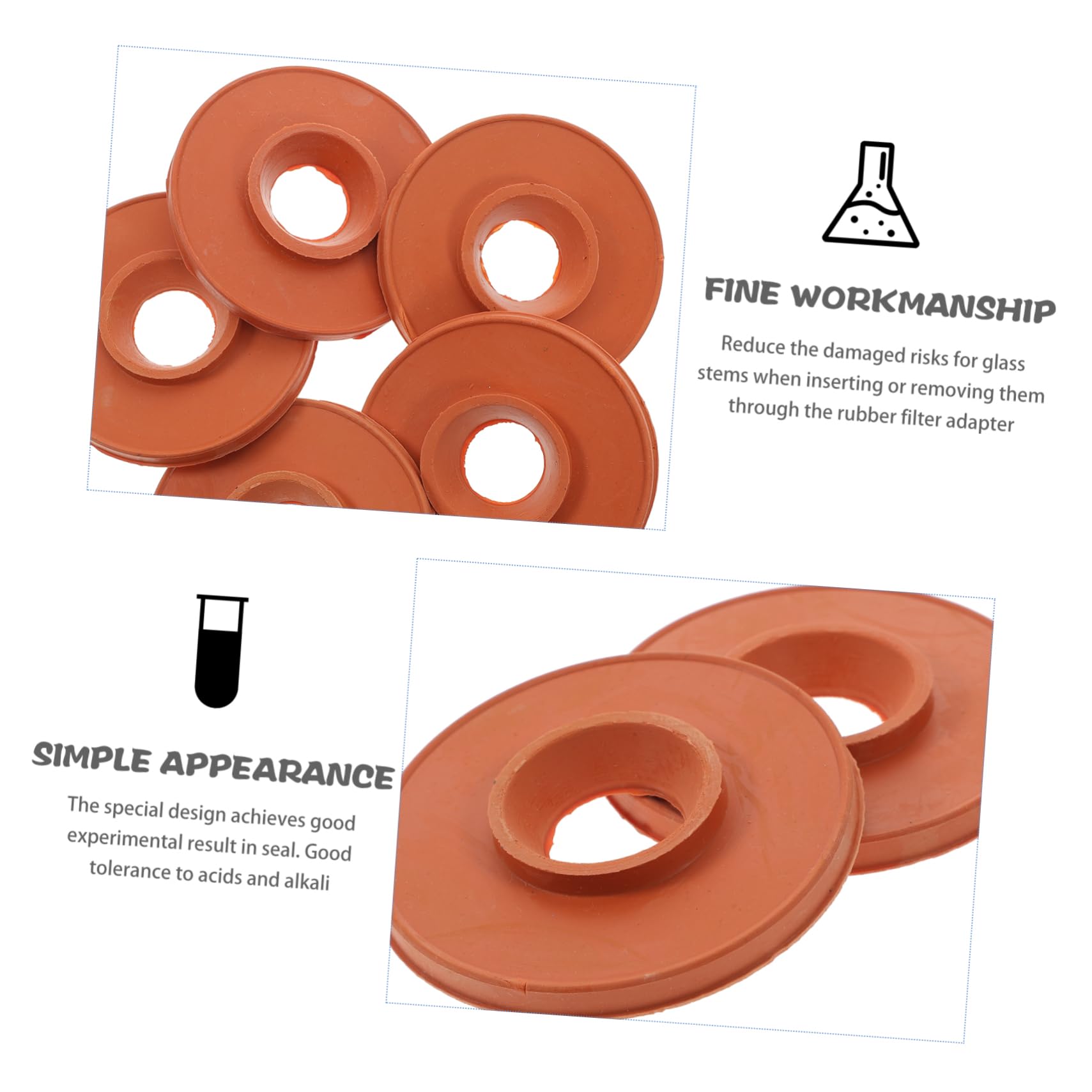 5-Piece Rubber Filtration Funnel Adapter Set - Lab Flask Connector with Smooth Stopper for Chemistry Experiments (Random Colors) - Perfect for Science Labs, Home Brewing & DIY Projects