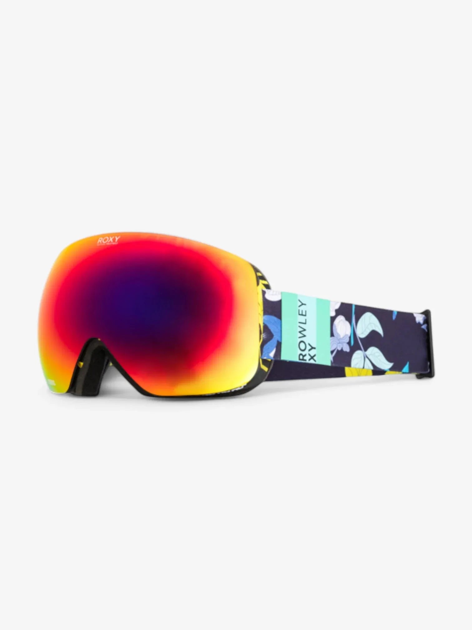 ROXY X Rowley Rosewood Snow Goggles - Yellow Violet Floral Print for Skiing & Snowboarding | UV Protection & Anti-Fog Lens