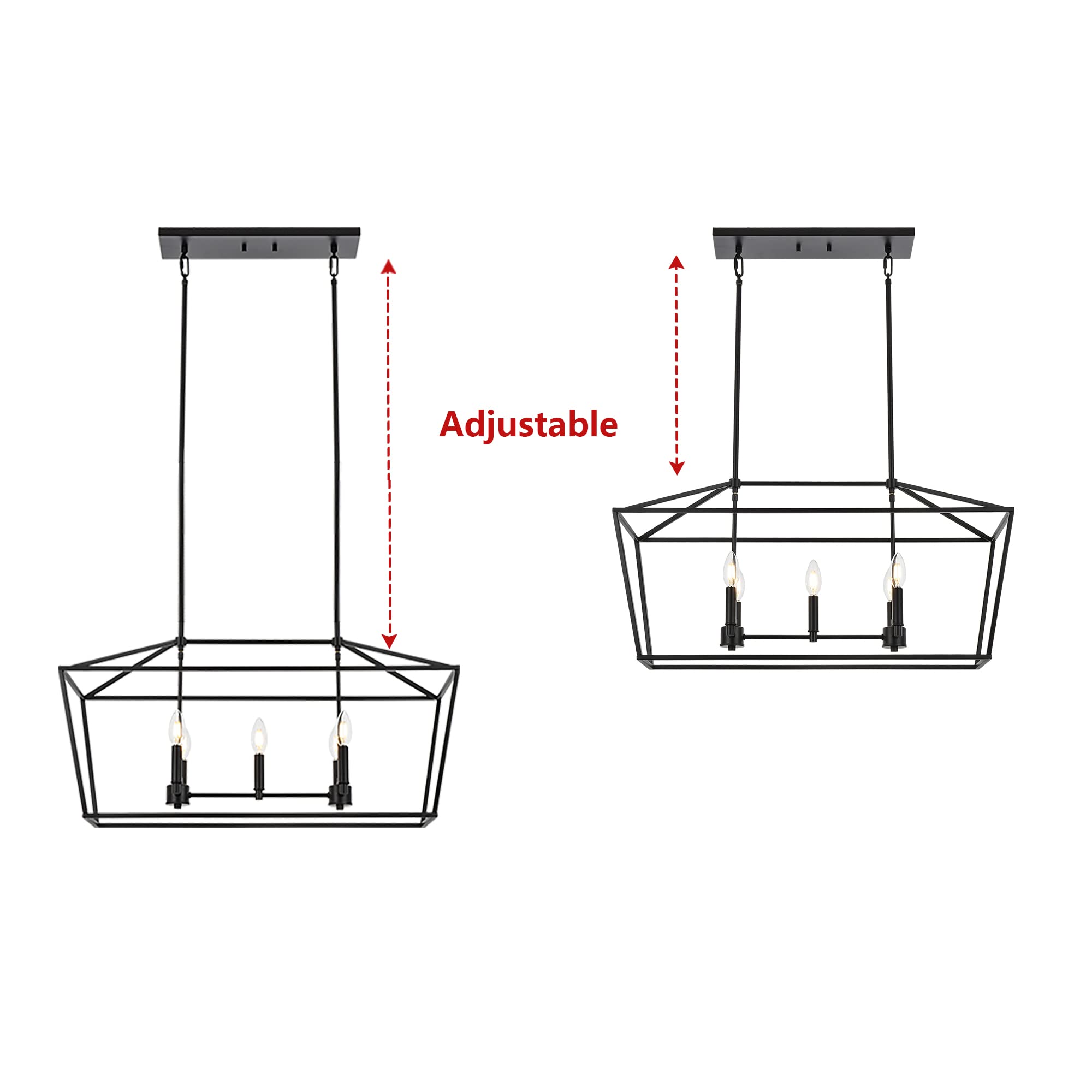 Melucee 5-Light Linear Kitchen Island Chandelier - Traditional Farmhouse Style Matte Black Pendant Lighting with E12 Base | Perfect for Dining Room, Foyer & Restaurant Decor