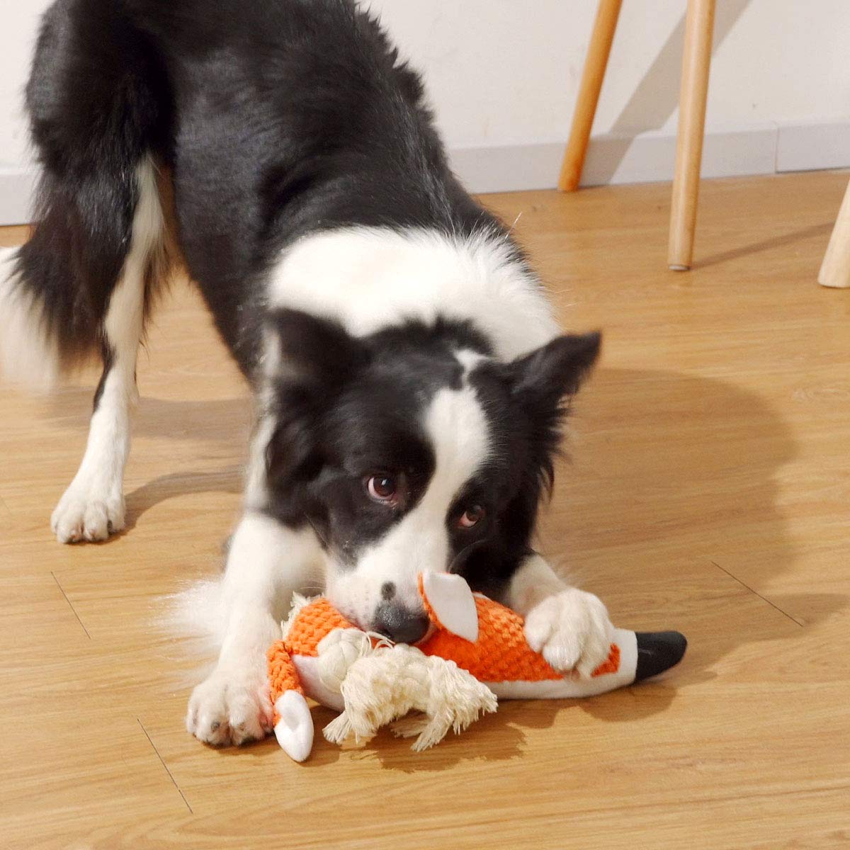 Durable Large Dog Chew Toys - Squeaky Plush Fox Stuffed Animal for Small, Medium & Big Breed Puppies | Fun Interactive Playtime & Training Reward