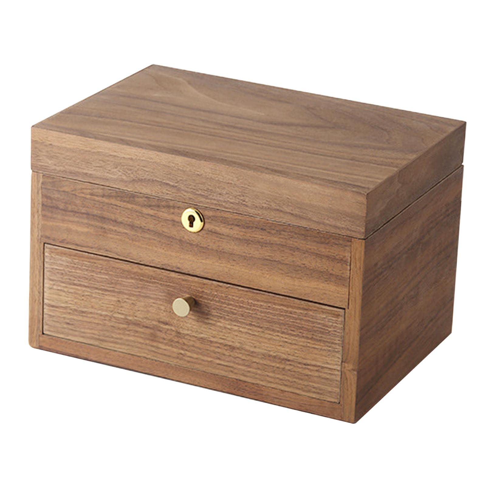 SM SunniMix Wooden Jewelry Box Organizer with Drawer - Elegant Jewelry Display Case for Necklaces, Earrings & Watches | Perfect Gift for Women, Brides & Jewelry Lovers | Great for Bedroom Vanity, Dresser & Travel