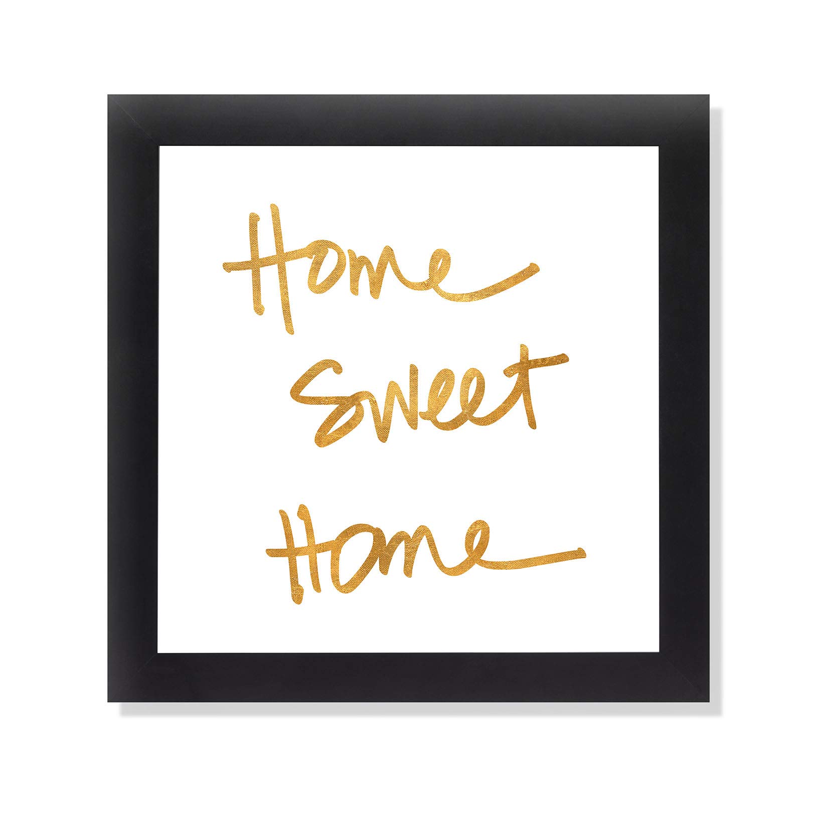 Home Sweet Home Metallic Gold Foil Black Framed 12x12 Wall Art Print - Perfect for Living Room, Bedroom & Office Decor