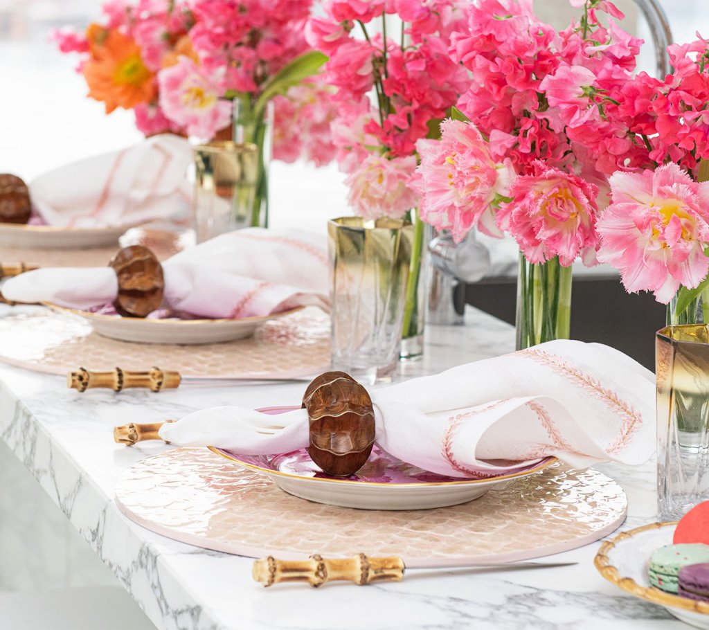 Blush Pink Camellia Placemats Set of 4 - Elegant Floral Table Mats for Dining, Kitchen Decor, Party & Wedding Table Setting