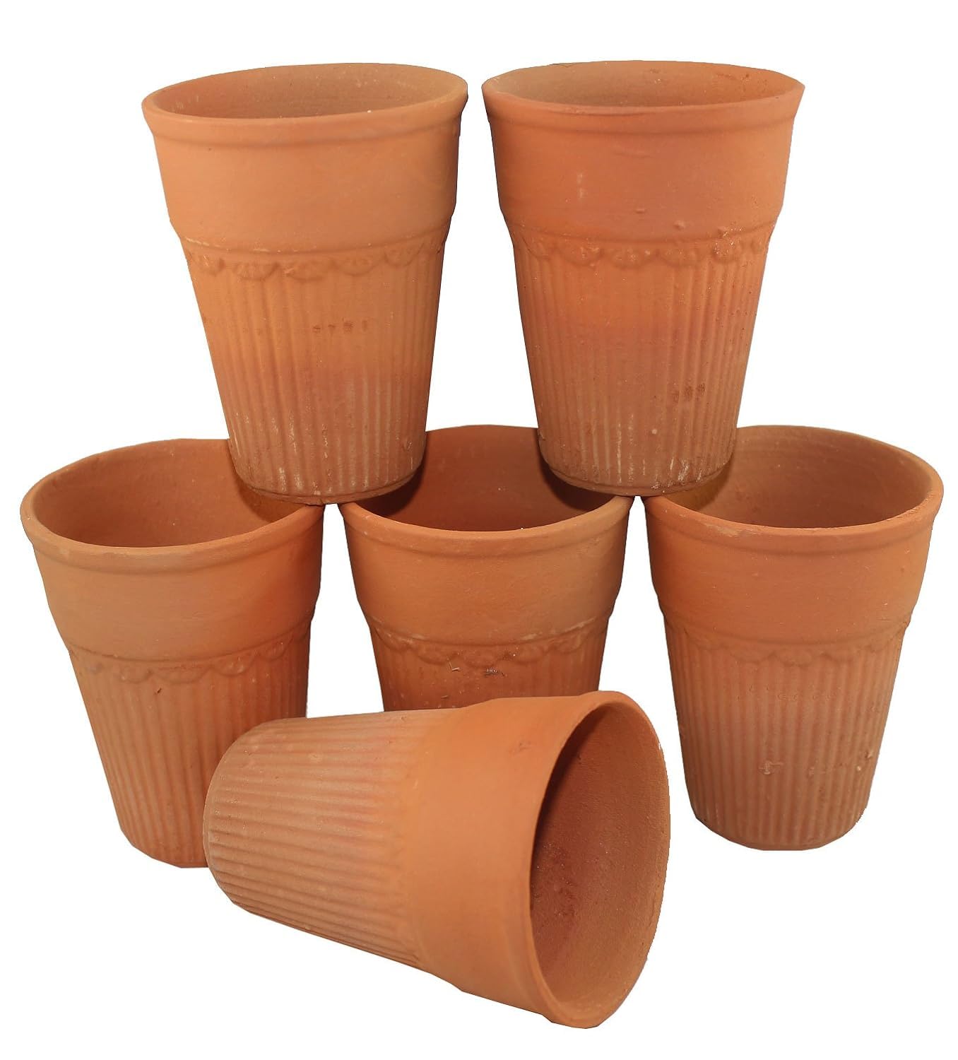 Handmade Terracotta Clay Kullad Cups - Set of 4 (80ML Each) for Tea, Coffee, Milk & Lassi | Eco-Friendly Traditional Indian Earthenware Mugs for Home, Cafe & Ayurvedic Drinks