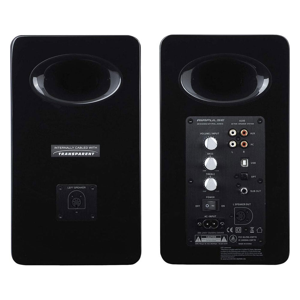 Airpulse A100 Wireless Bluetooth Bookshelf Speakers - Compact Active Mini Speakers for Home Audio, Gaming & Music (Black) | Perfect for Desktop, Living Room & Office Use