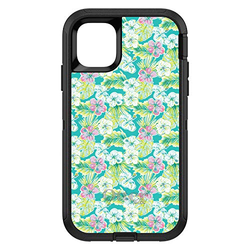Preppy Pattern - Green Pink White Flowers Floral On Black Case