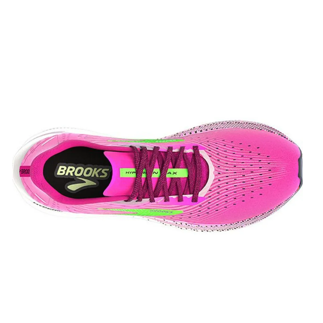 Brooks Women's Hyperion Max Running Shoes - Lightweight & Cushioned for Women, Pink Glo/Green/Black - Perfect for Marathon Training & Daily Jogging