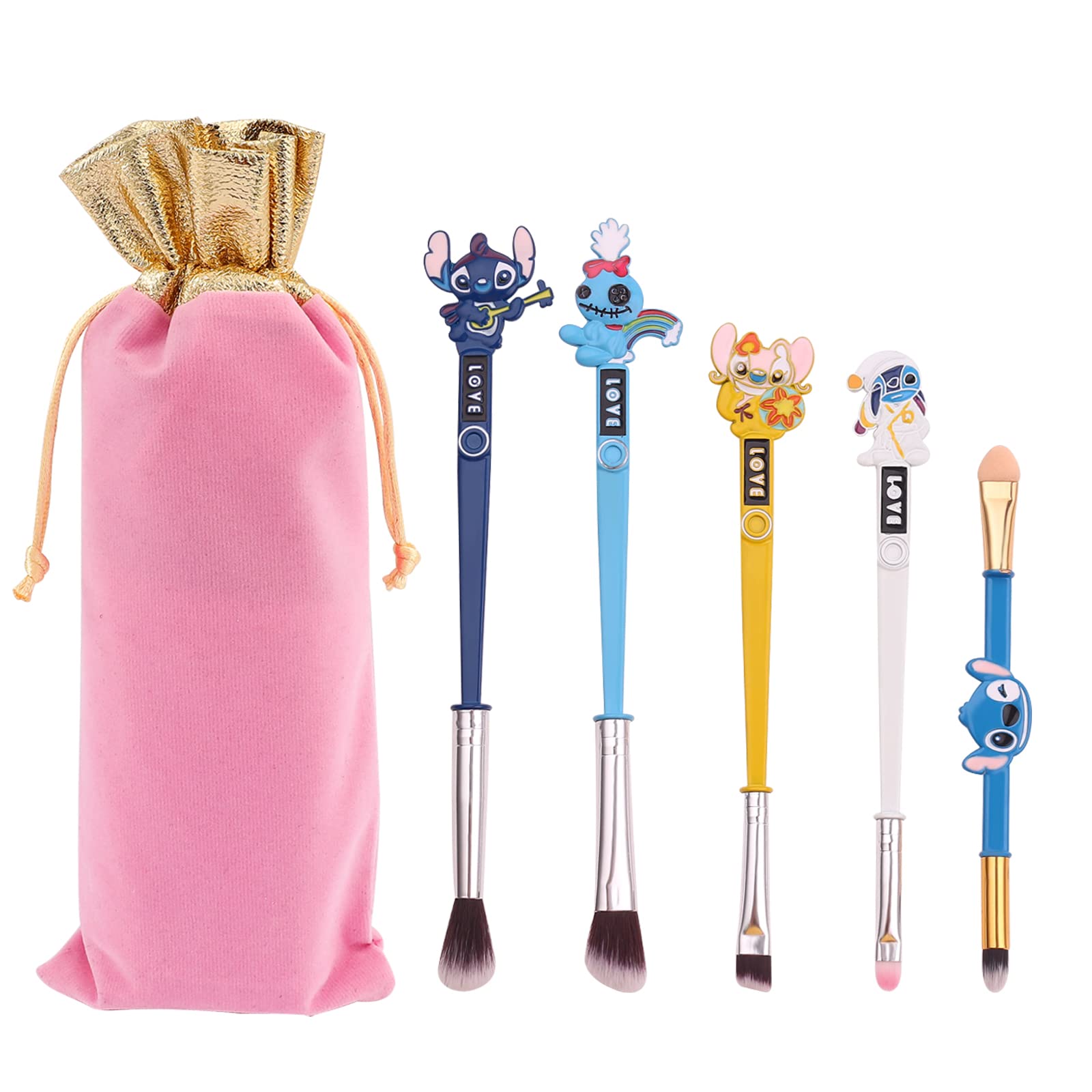 Interstellar Baby Makeup Brushes Set - 5Pcs Professional Synthetic Cosmetic Brushes for Foundation, Eyeshadow, Blending | Creative Stitch Design | Perfect Gift for Teens & Women | Great for Everyday Makeup & Special Occasions