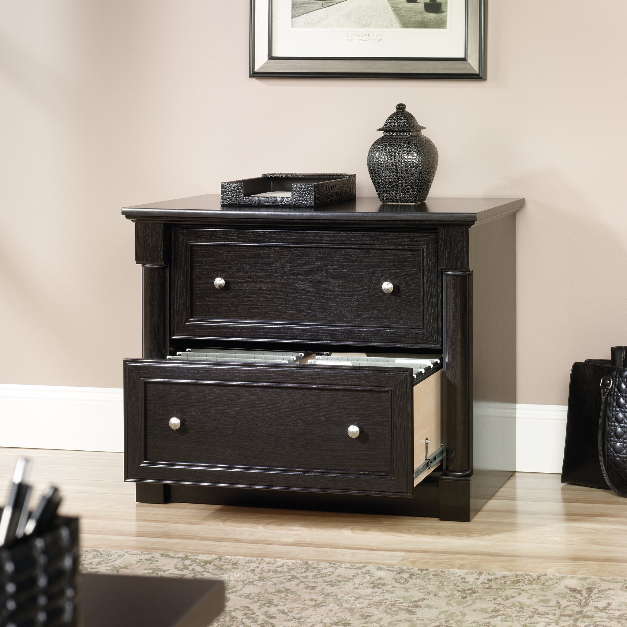 Sauder Palladia 2-Drawer Lateral File Cabinet for Home Office - Hanging File Organizer with Interlocking Drawers in Wind Oak Finish - Perfect for Document Storage & Office Organization