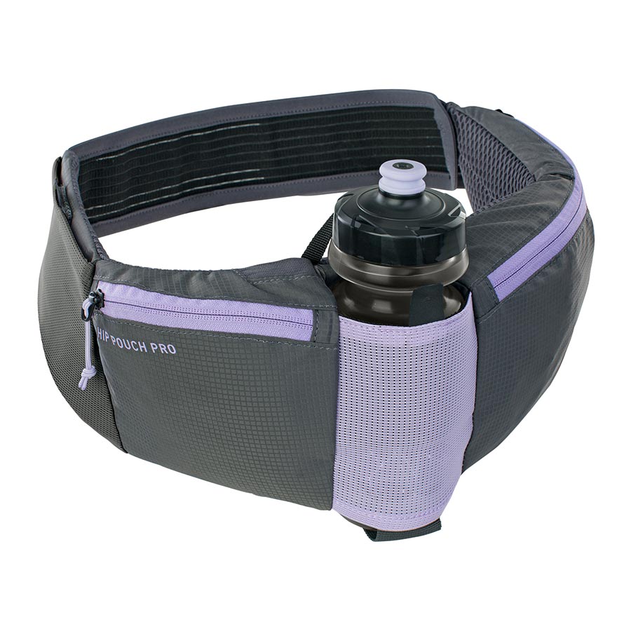EVOC Hip Pouch Pro - Water Resistant Running Belt with Adjustable Waist Strap & Detachable Drink Bottle - Perfect for Jogging, Hiking, Cycling and Outdoor Activities