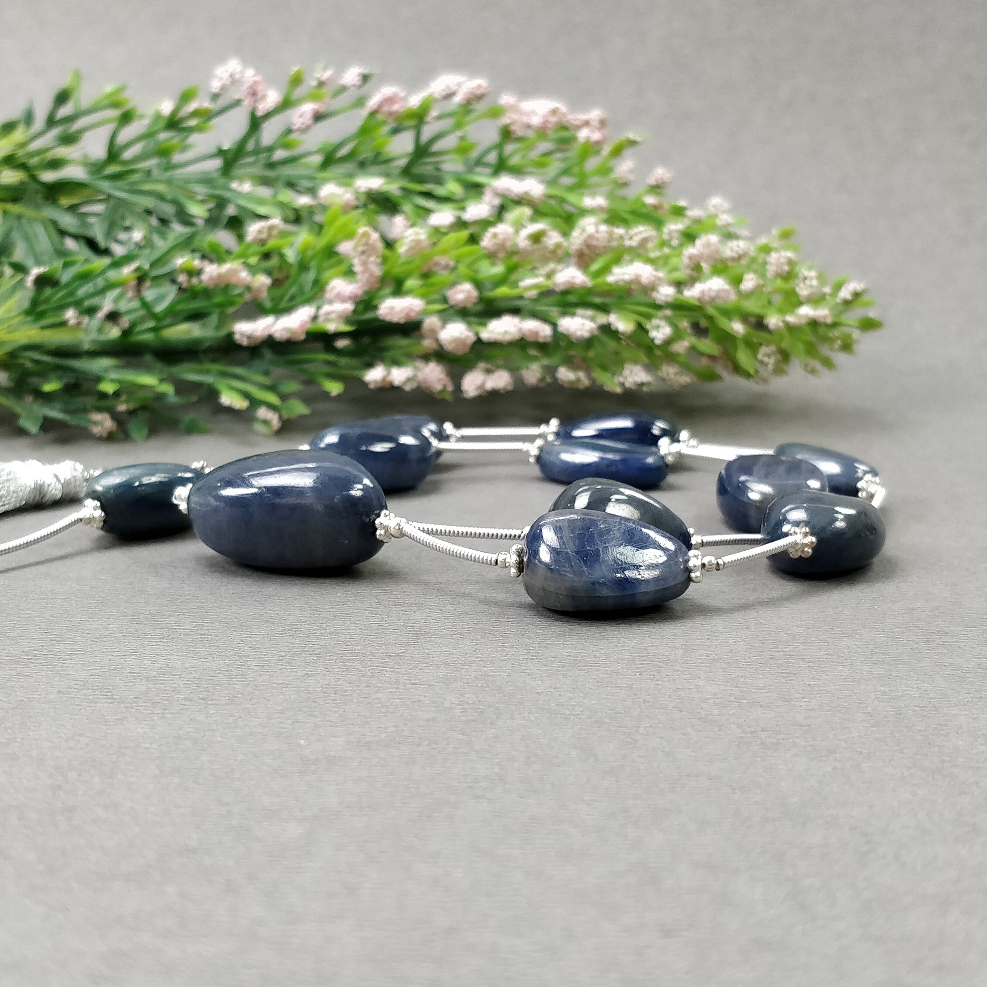 Natural Blue Sapphire Gemstone Cabochon Loose Beads - 271.20cts Untreated Oval Shape (15.5x9mm to 23.5x16.5mm) for Jewelry Making, DIY Crafts & Healing Crystal Collection
