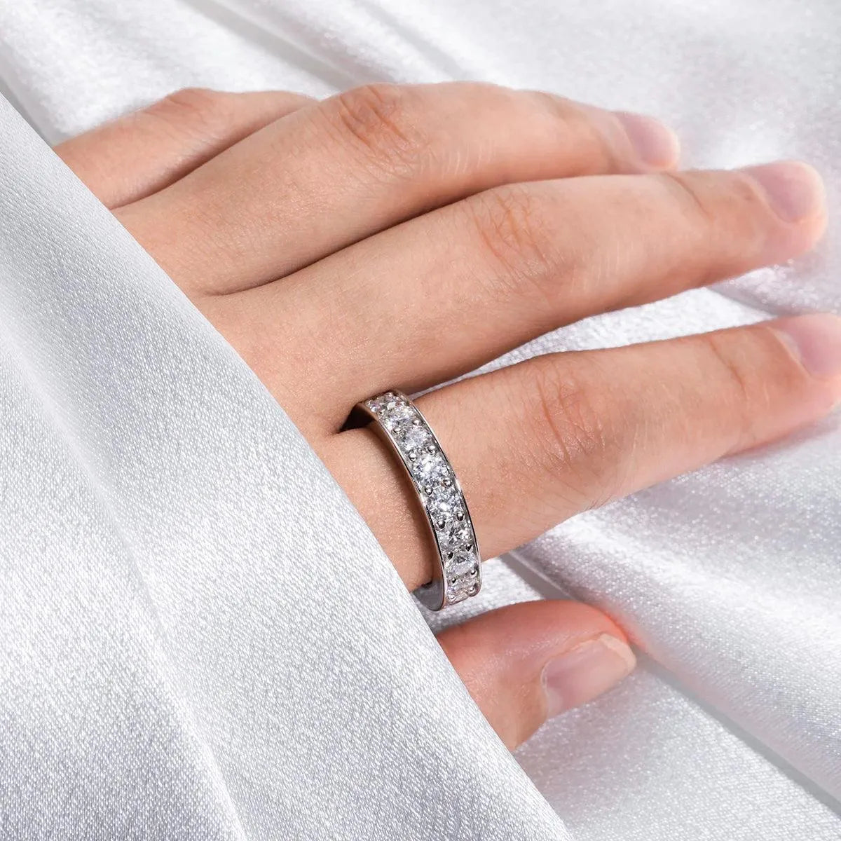 AnuJewel 3.5mm D Color Moissanite Wedding Band - 14K Gold Plated Sterling Silver Eternity Ring for Women & Men | Anniversary, Engagement, Promise Ring | Perfect for Weddings, Proposals & Special Occasions