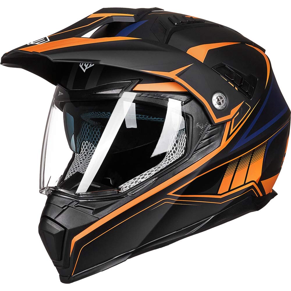 ILM Off Road Motorcycle Helmet - DOT Certified Dual Sport Full Face Helmet with Sun Visor for Dirt Bike, ATV & Motocross (Model 606V) - Perfect for Trail Riding, Adventure Racing & Off-Road Excursions