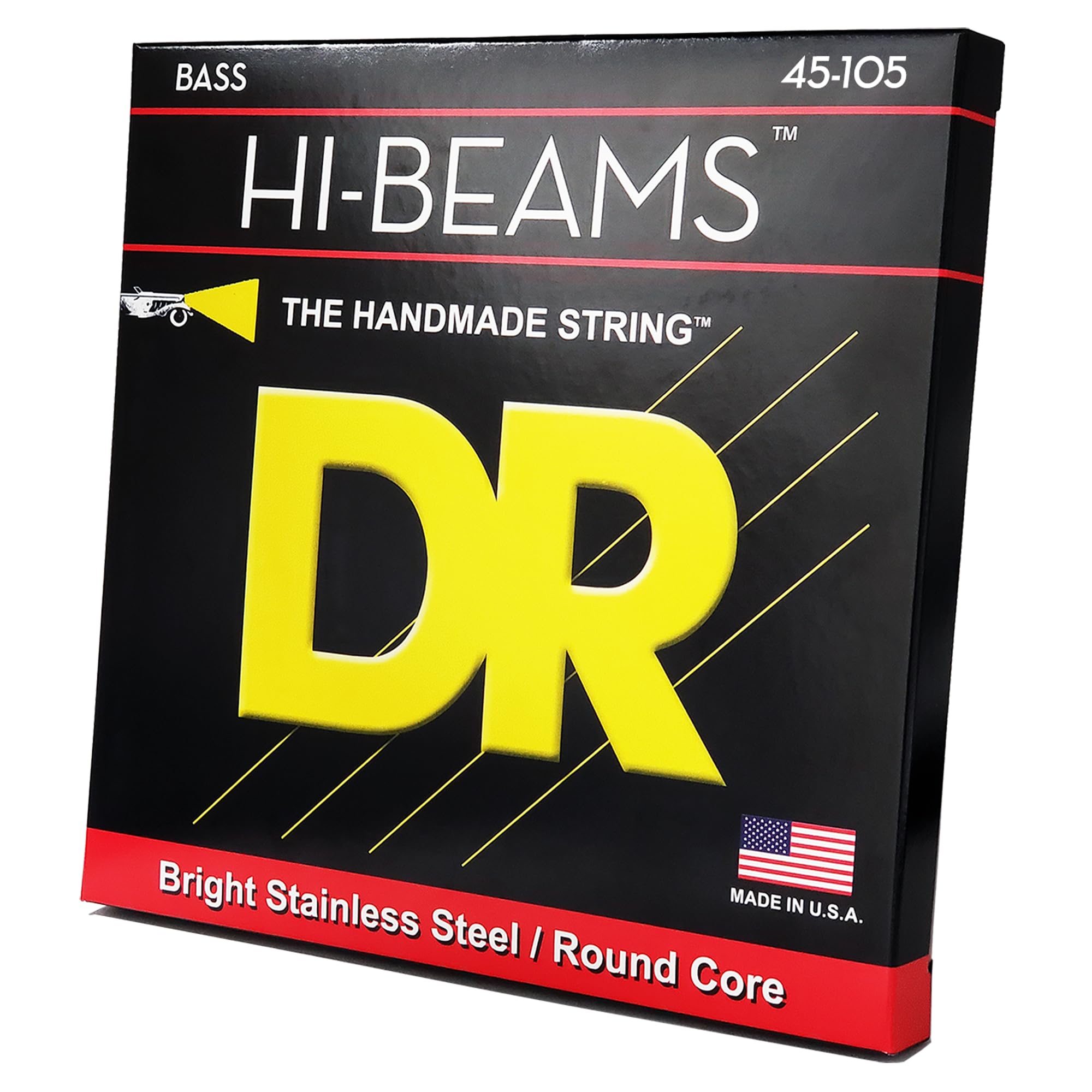 DR Strings HI-BEAMS Stainless Steel 4-String Bass Guitar Strings 45-105 Gauge Round Core - Perfect for Rock, Metal & Studio Recording