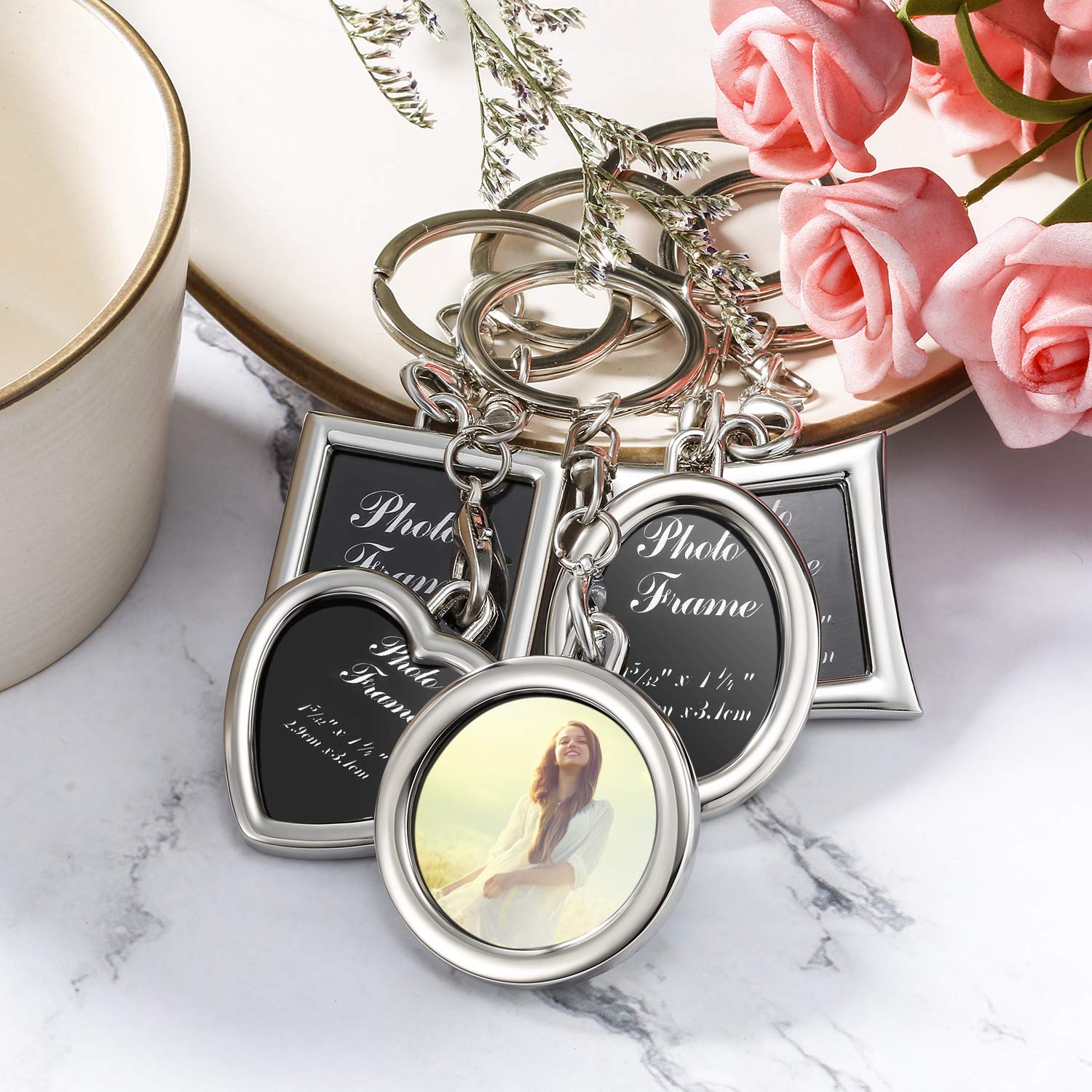 10-Piece Heart Photo Frame Keychain Set - Metal Locket Keyring for Wedding Gifts, Anniversary Presents & Keepsakes | Perfect for Couples, Bridesmaids & Best Friends