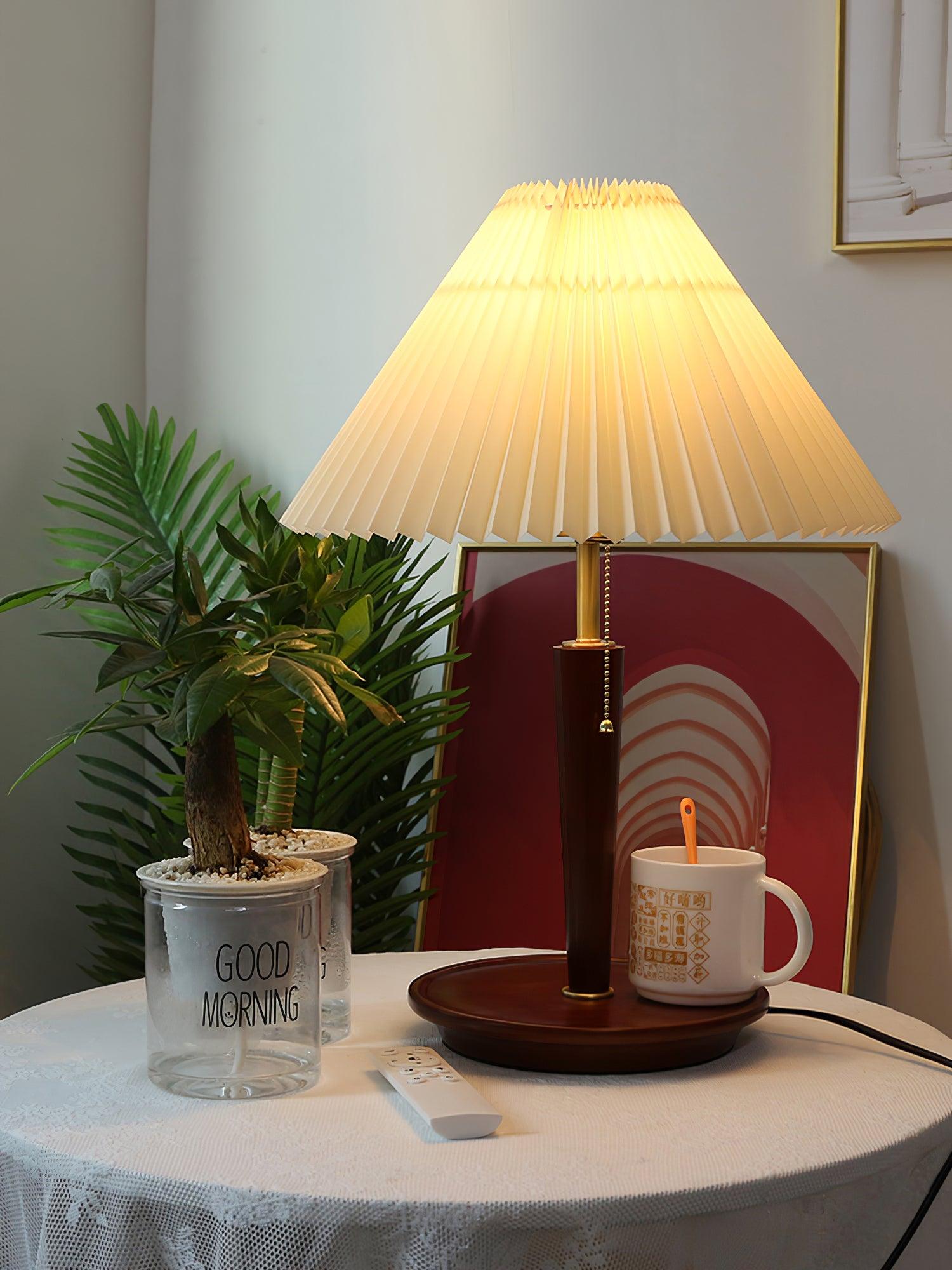 Elegant Cone Pleated Fabric Table Lamp - Modern Home & Office Lighting for Bedroom, Living Room, and Study Desk Decor