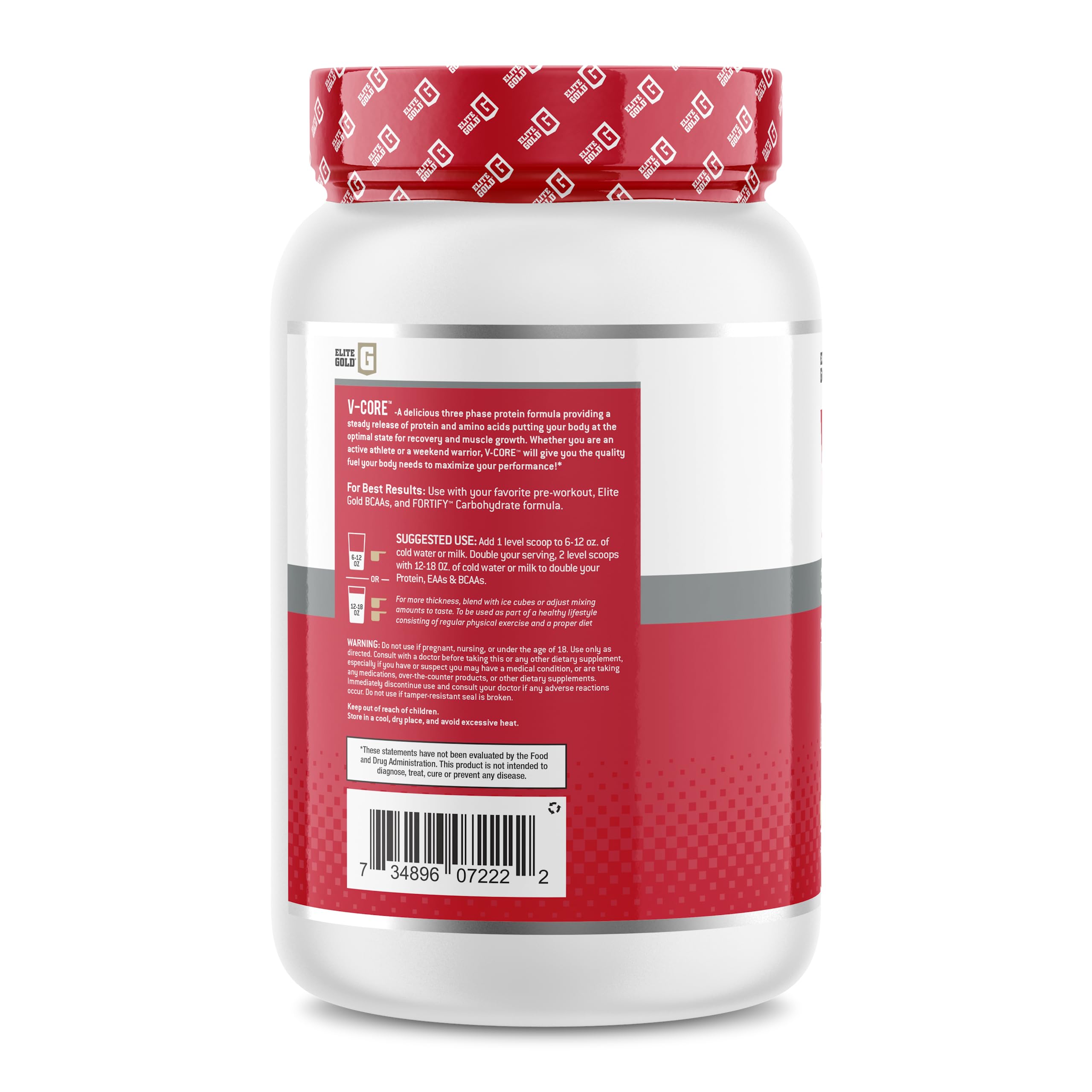 Premium V-Core Whey & Casein Protein Powder - Keto Friendly Vanilla Flavor, 25g Protein, 12g EAAs & 6g BCAAs per Serving - 2lb Tub (23 Servings) for Muscle Recovery & Weight Management - Ideal for Post-Workout, Meal Replacement & Low-Carb Diets