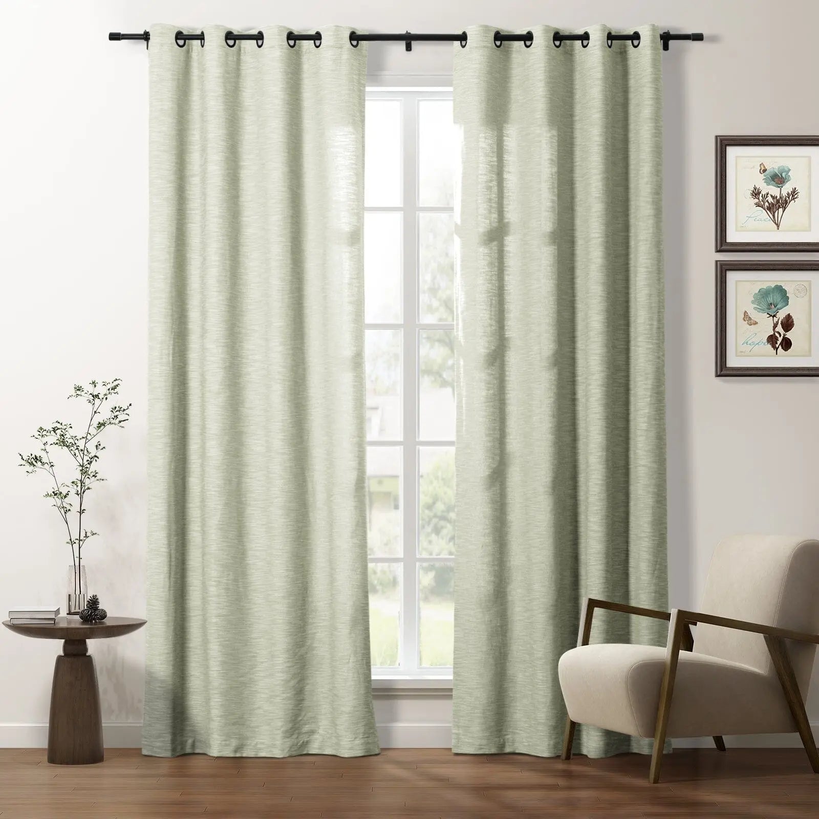 Premium Cotton Blend Blackout Grommet Curtains for Living Room & Bedroom - Noise Reducing & Light Blocking Window Drapes - Cloe Collection (Set of 2 Panels) - Perfect for Home Decor, Office, and Hotel Use