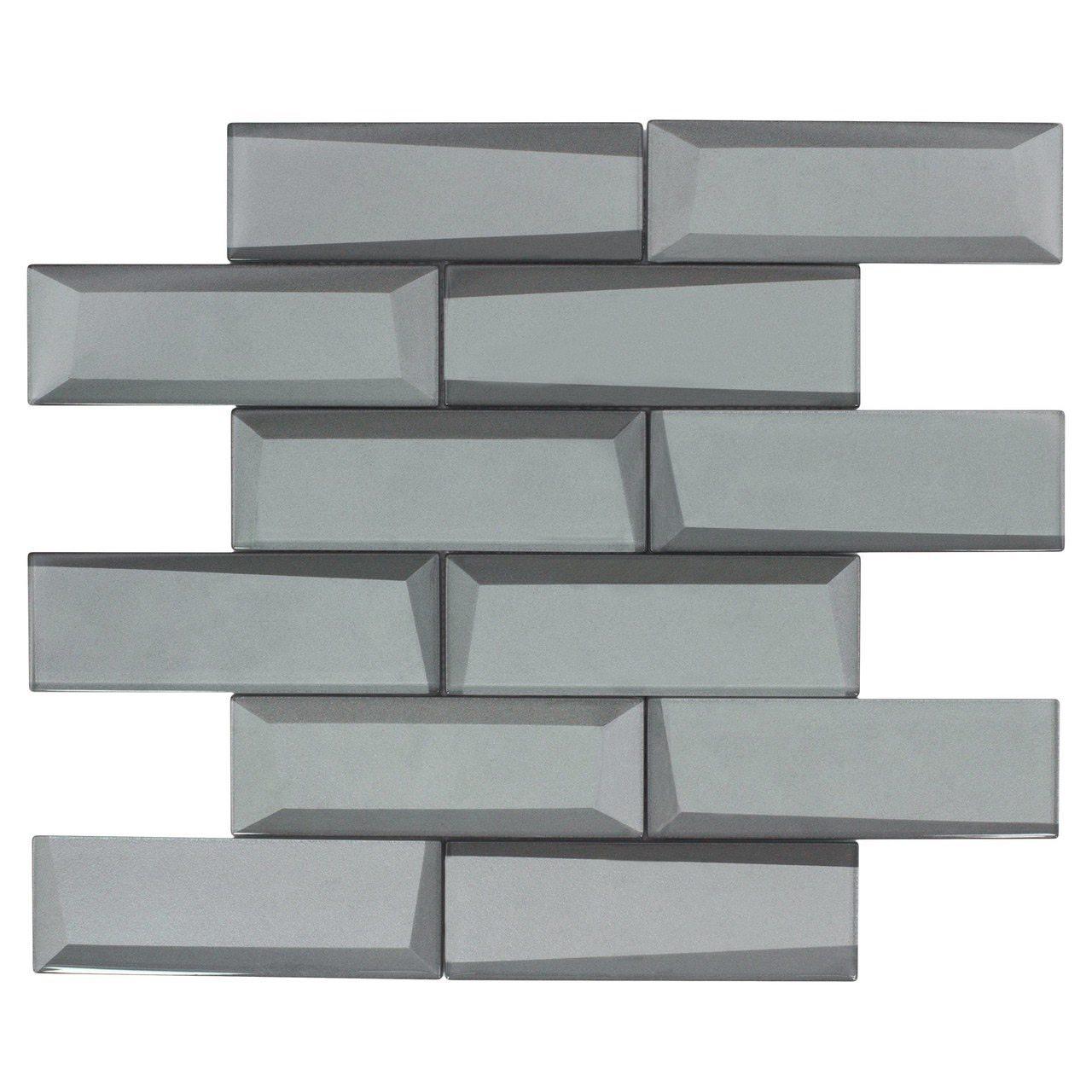 2x6 Gray Glass Wall Tile - Modern Backsplash & Bathroom Decor - Perfect for Kitchen, Shower, and Accent Walls