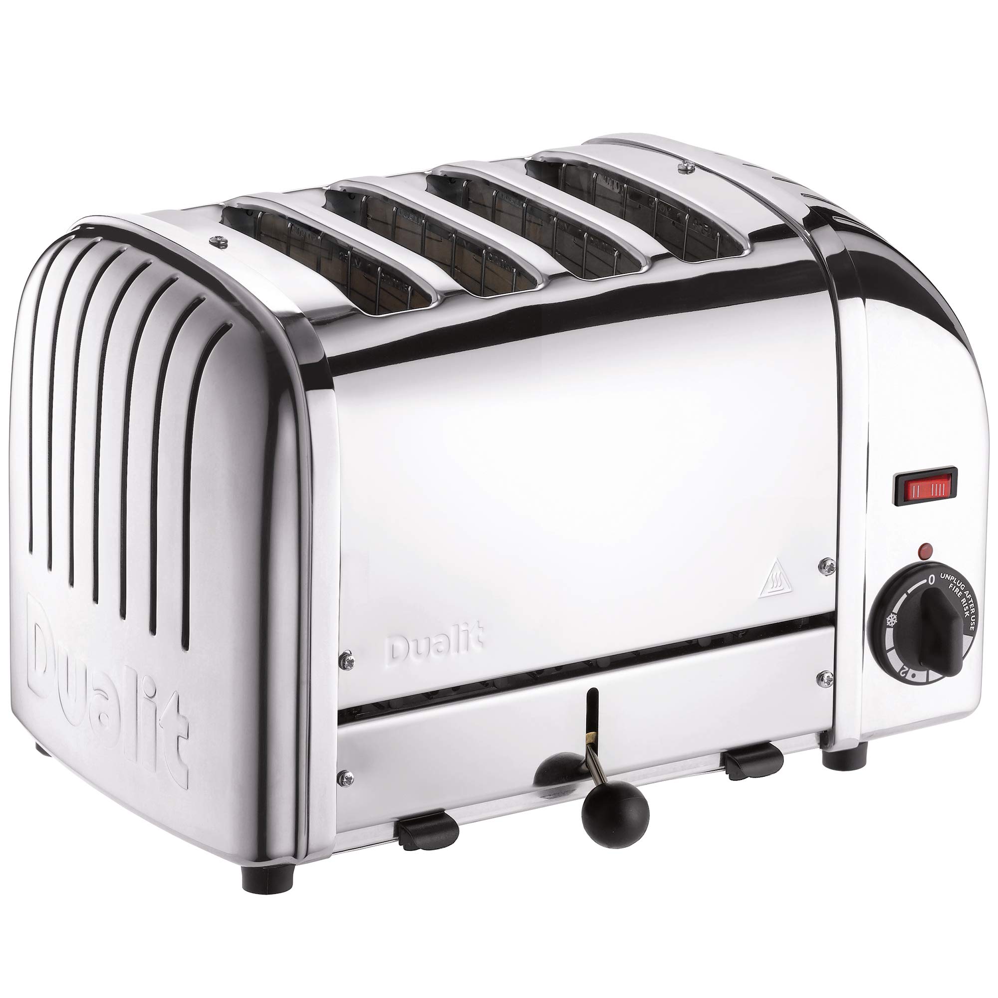 Dualit Classic 4 Slice Vario Toaster - Stainless Steel, Handcrafted in UK - ProHeat® Replaceable Elements - 2/4 Slice Heating, Defrost Function, Mechanical Timer - Durable & Easy to Maintain - Perfect for Breakfast, Brunch & Family Dining
