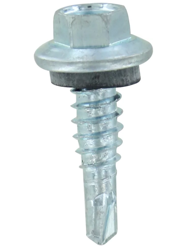 100 Pack Galvanized #12 x 7/8 Inch Self-Tapping Screws with Washer - Heavy Duty for Metal Roofing, Shed Kits, Fencing & DIY Projects - Corrosion Resistant Fasteners for Outdoor Construction
