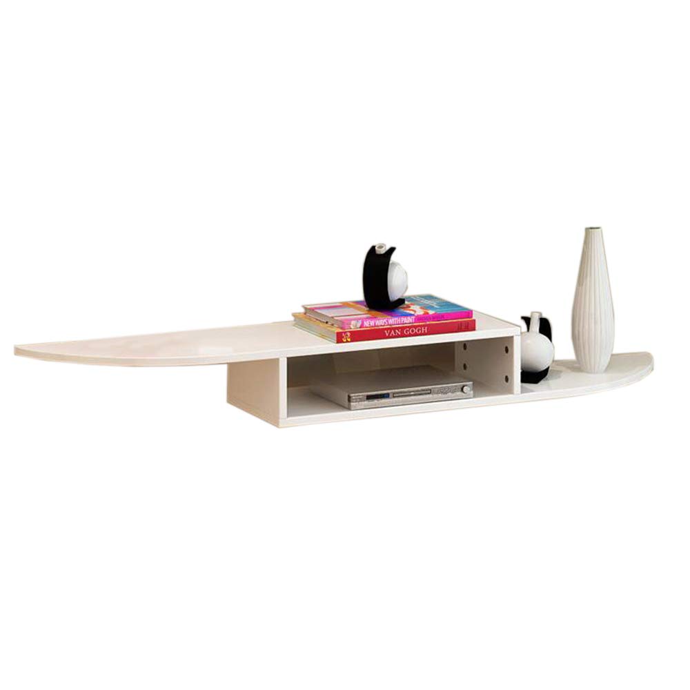 Wall Shelf for Set Top Box & Router - White, Rounded Corner Design for Living Room & Office