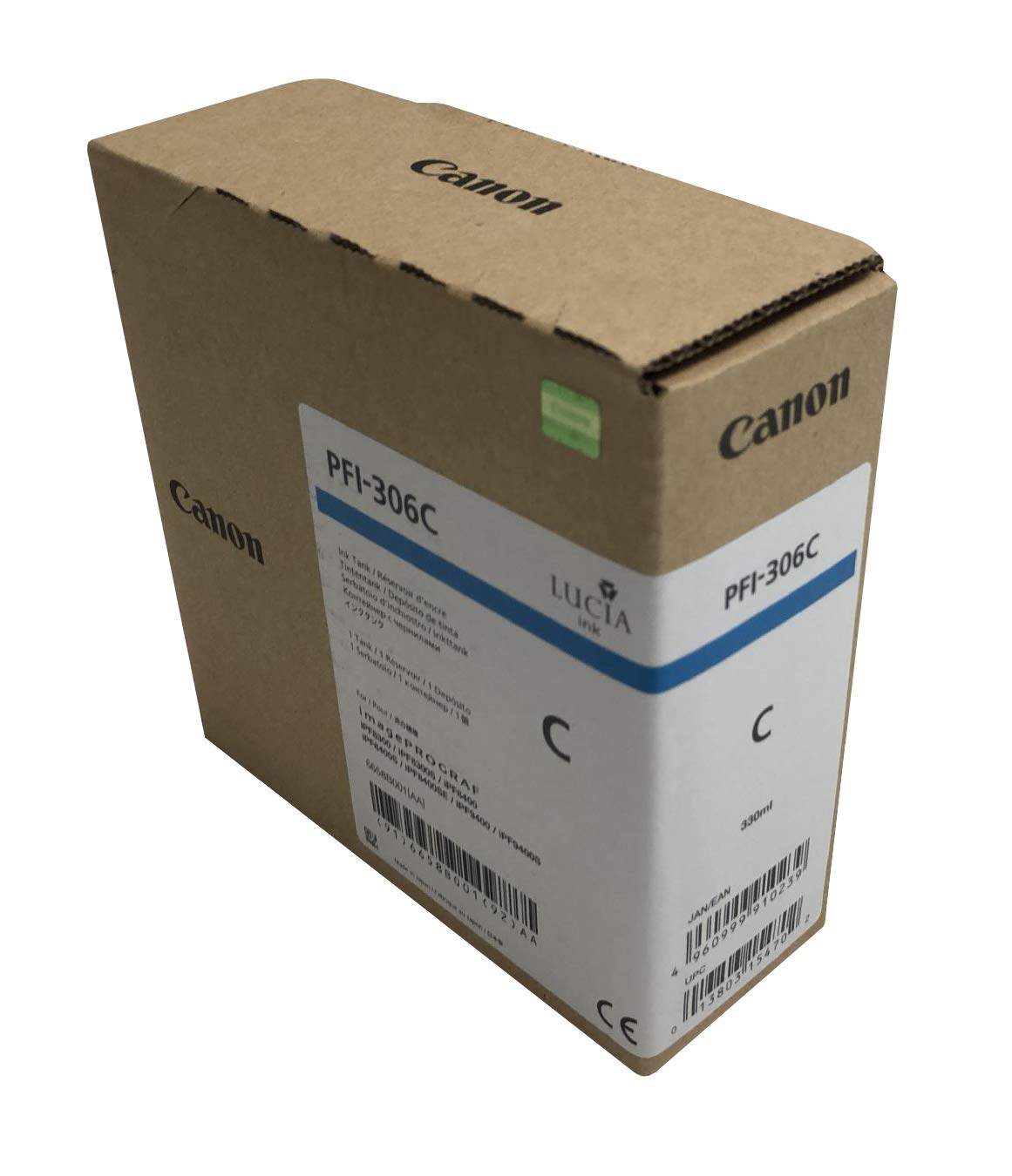 Canon Lucia EX PFI-306C Cyan Ink Cartridge for Inkjet Printers - High-Quality Replacement Ink for Photo Printing & Office Use