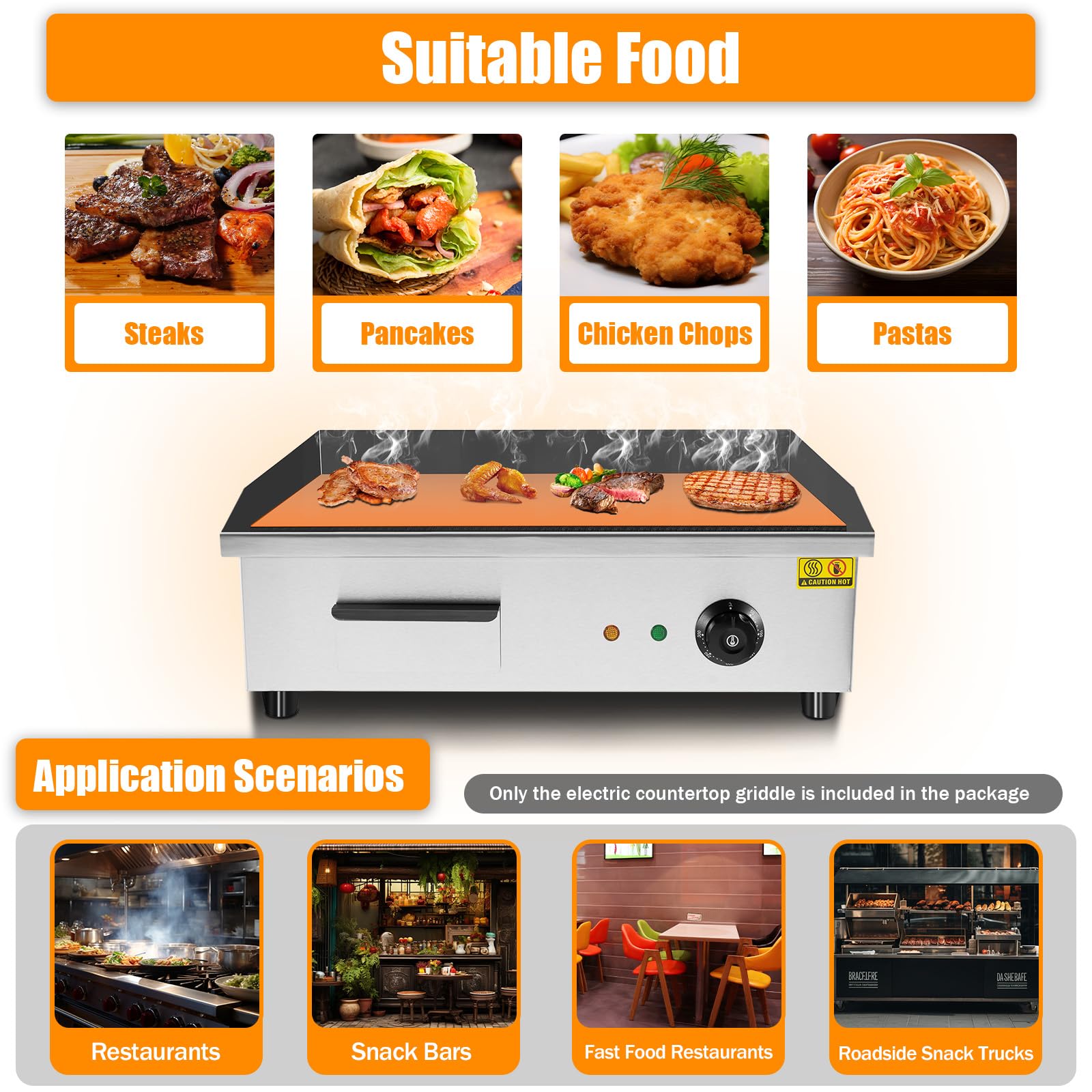 3000W Commercial Electric Griddle - 21.6