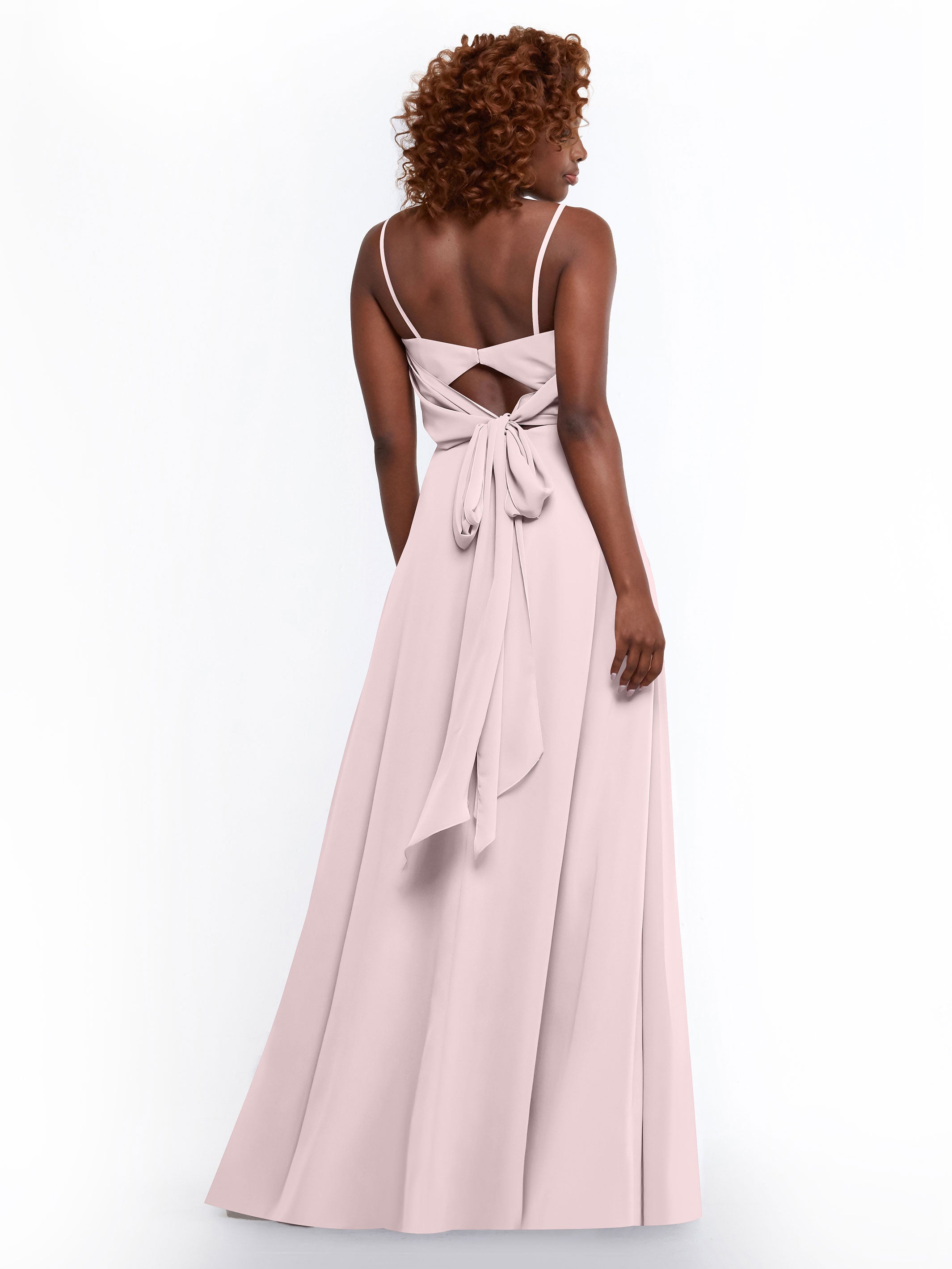 Elegant A-Line Bridesmaid Dress with Flowy Chiffon Skirt and Thigh Slit - Perfect for Weddings, Formal Events & Special Occasions