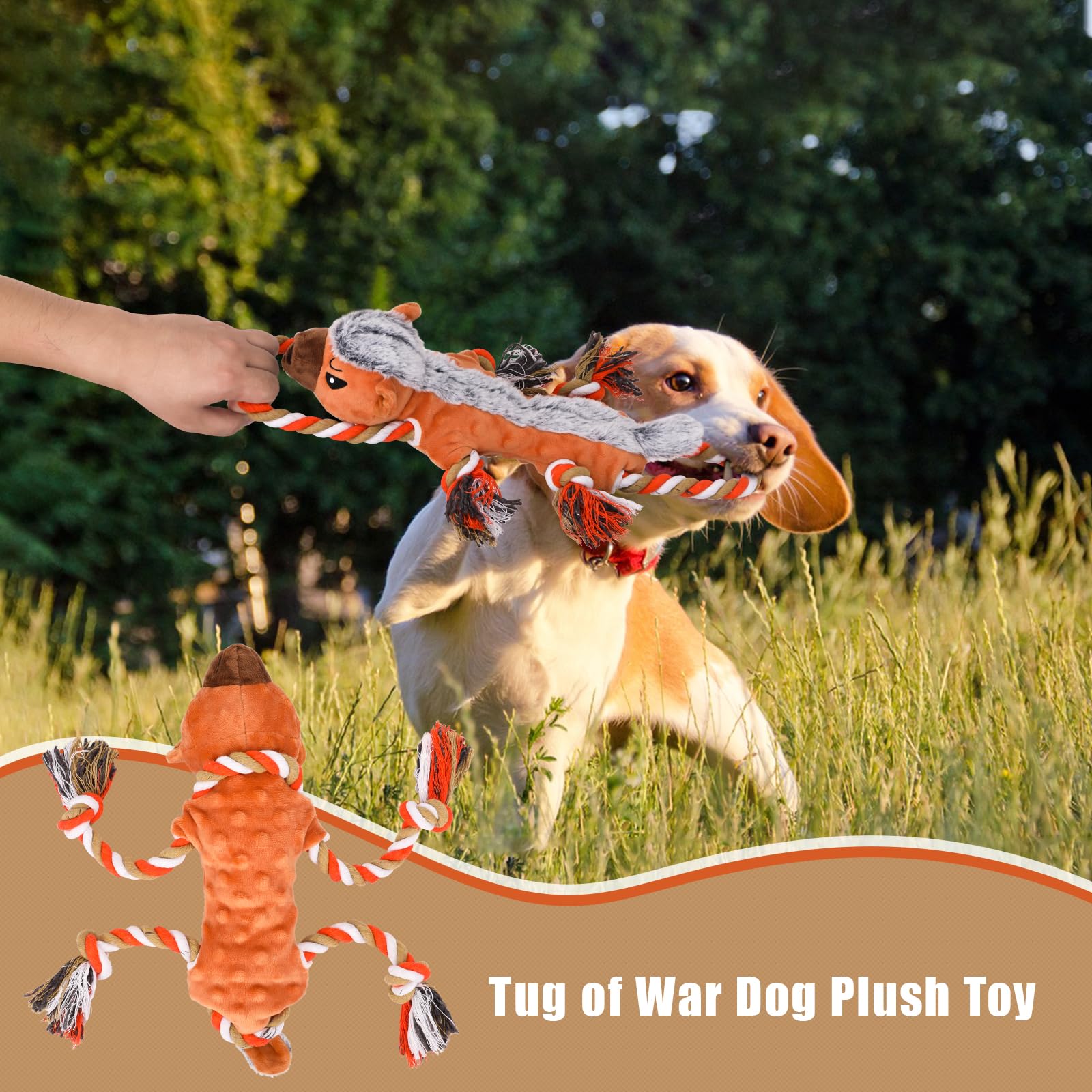 Durable Squeaky Dog Toys for Small, Medium & Large Dogs - Tough Chew & Tug of War Play for Indoor & Outdoor Fun