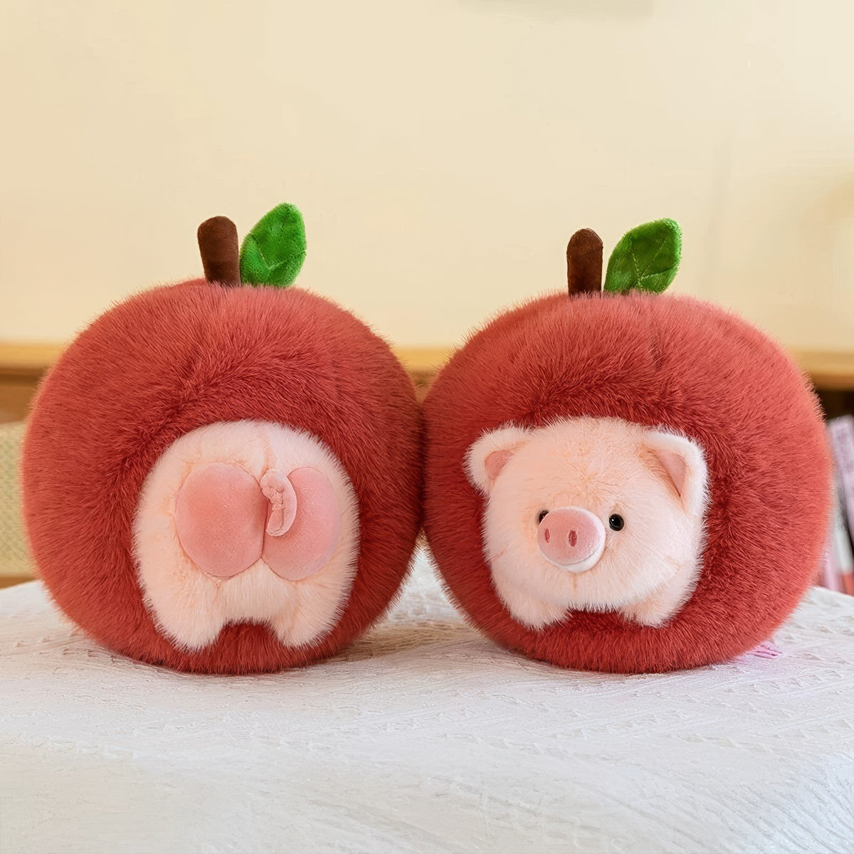 Adorable Piglet in a Peach Plush Hideaway Set - Cute Stuffed Animal Toy for Kids, Nursery Decor, Baby Shower Gift & Photo Prop